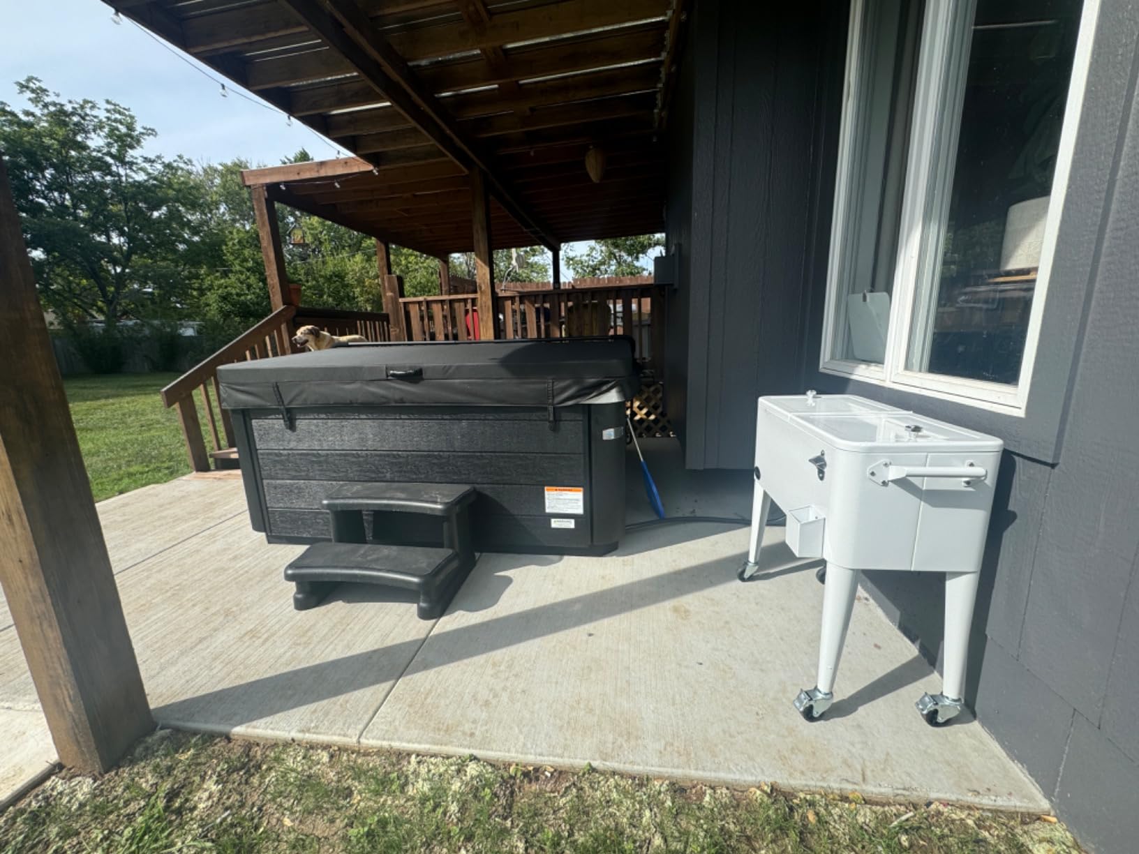 YITAHOME 80 Quart Rolling Cooler Cart, Patio Cooler Rolling on Wheels | Outdoor Rolling Beverage Cart with Bottle Opener Drainage Drink Cooler for Patio Pool Deck Party BBQ Cookouts customer photo 1