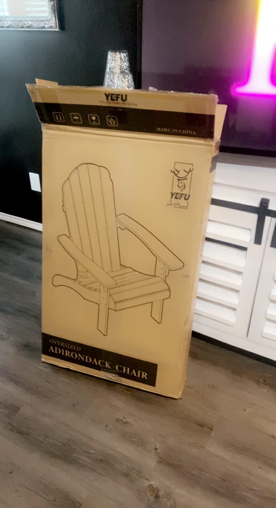 YEFU Oversized Adirondack Chair with Cup-Holder - Grey customer photo 1