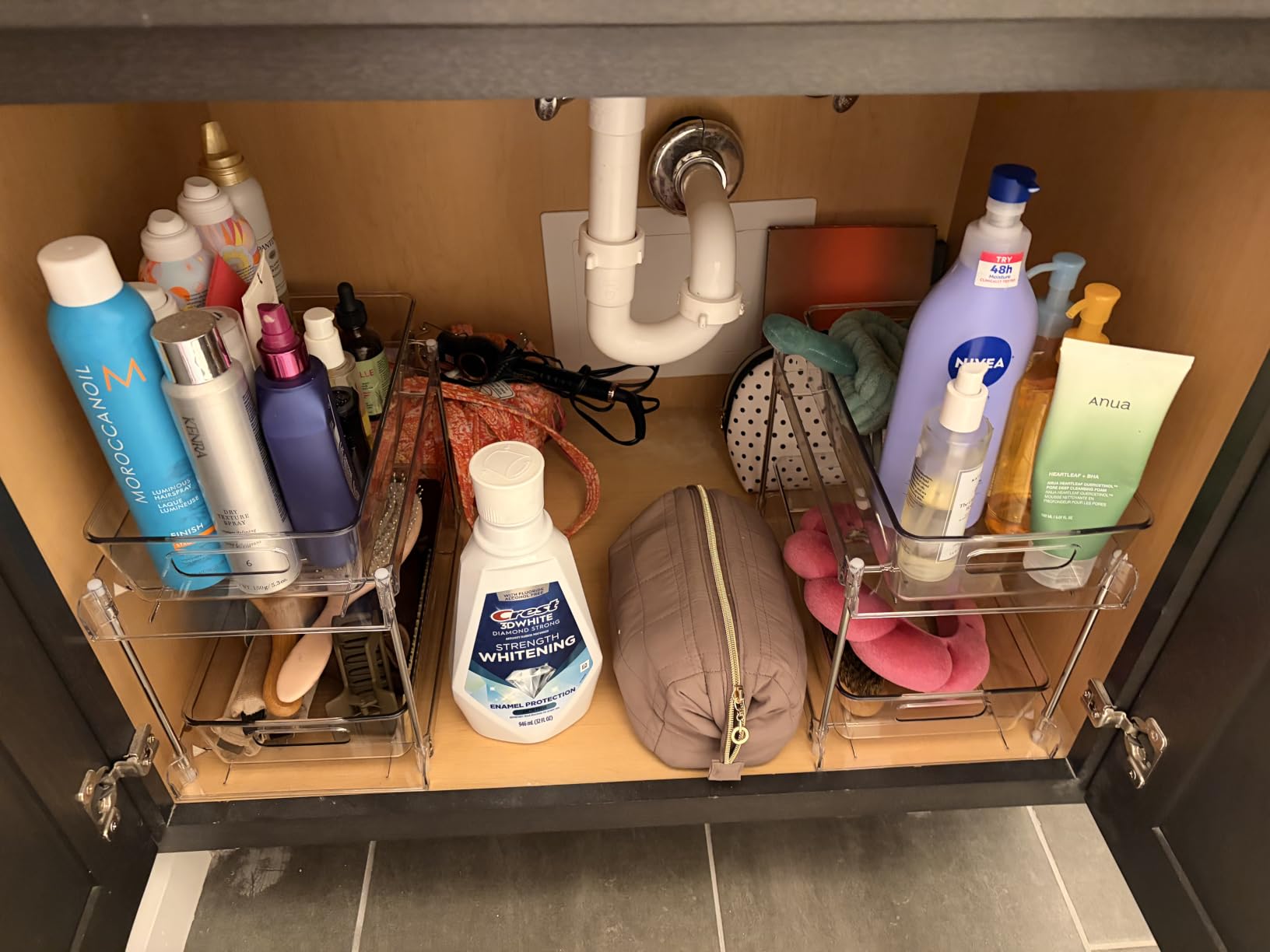 Vtopmart 4 Pack Pull Out Bathroom Under Sink Organizer (S-Standard) | Slide-out drawers, Multi-purpose storage, Clear visibility, Easy Set-up customer photo 1