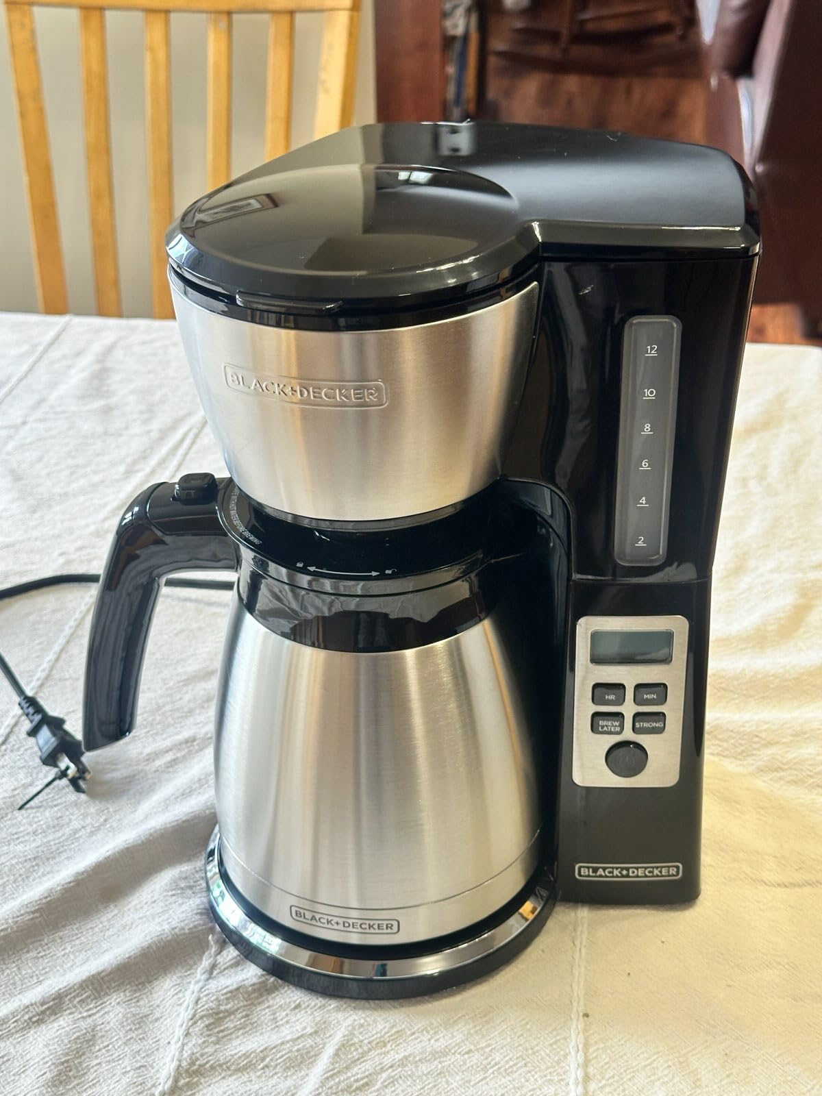 BLACK+DECKER 12 Cup Thermal Programmable Coffee Maker with Brew Strength and VORTEX Technology, Black/Steel, CM2046S customer photo 2