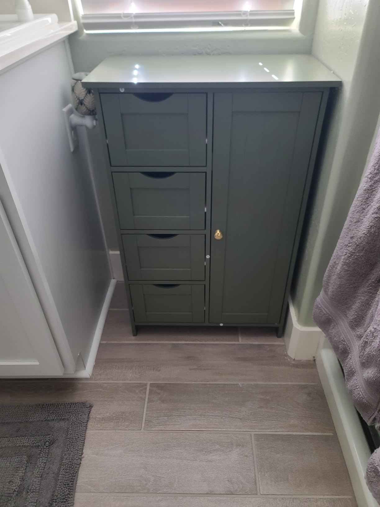 VASAGLE Bathroom Floor Storage Cabinet, 2 Adjustable Shelves, Forest Green | Bathroom Storage Unit, 11.8