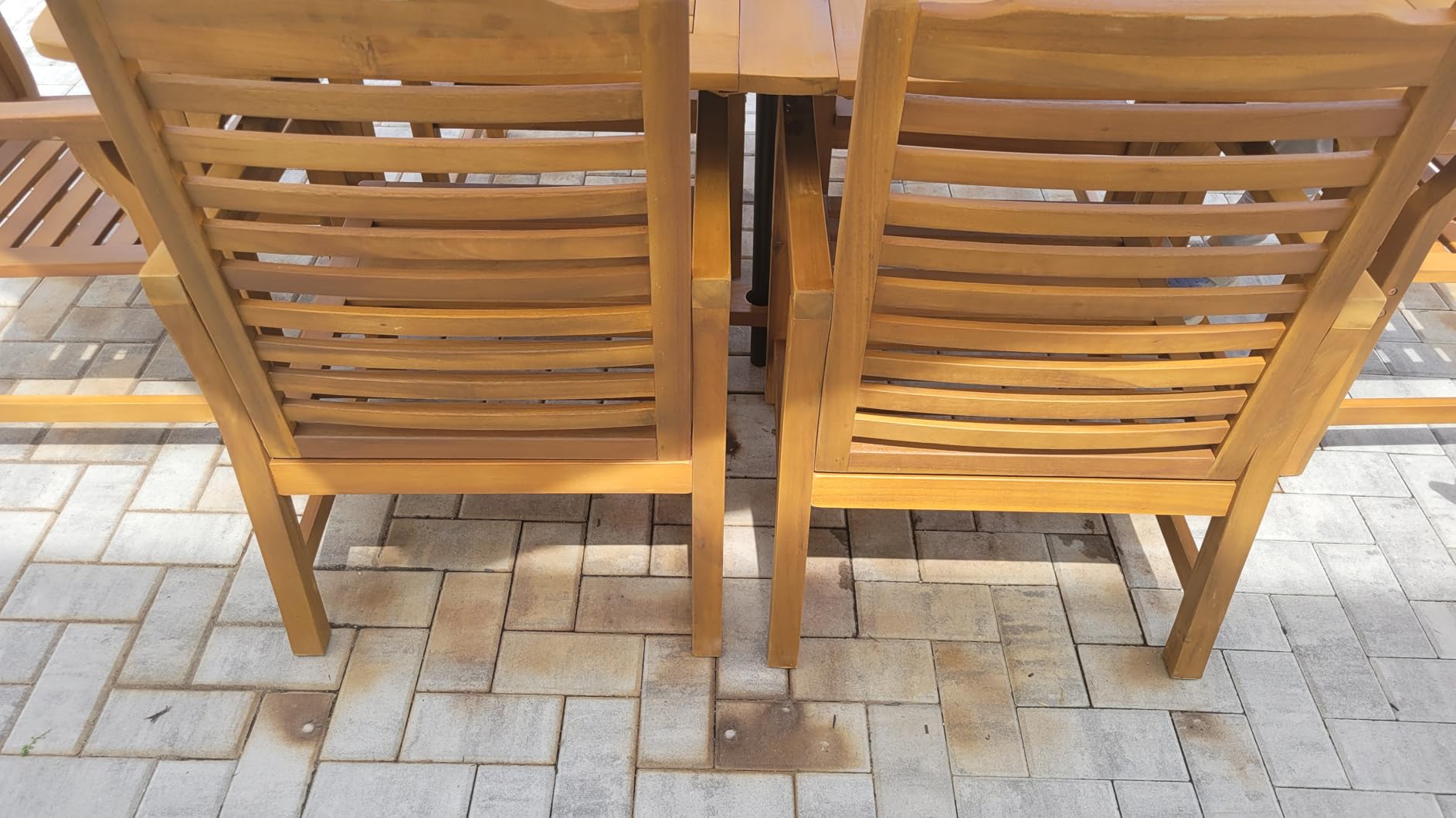 PHI VILLA 9pc Outdoor Dining Set, Expandable Wood Table w/Umbrella Hole | Acacia wood teak patio furniture set for 8. Perfect for patio, deck, porch, backyard. Chairs with cushions customer photo 2