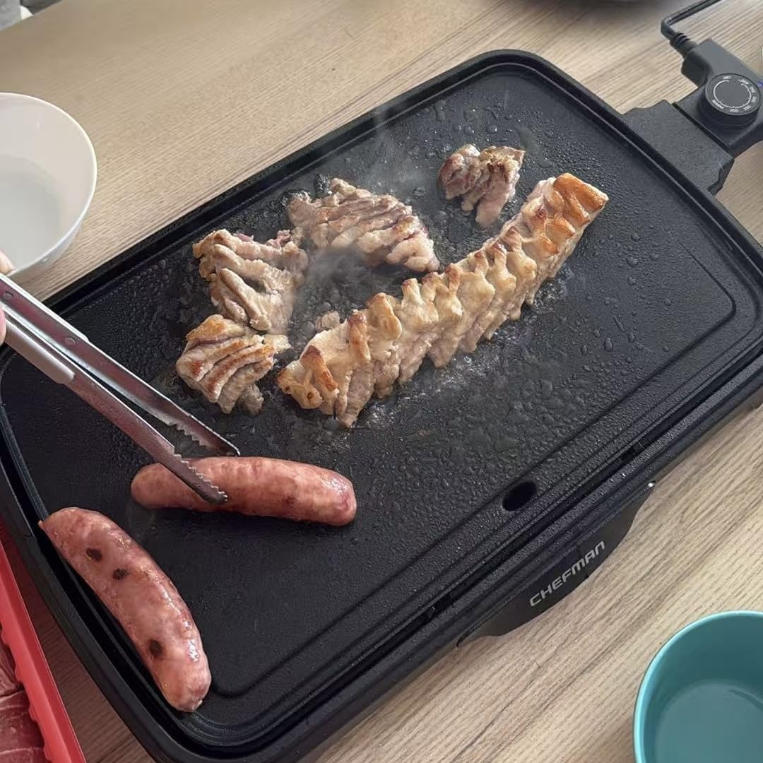 Chefman XL Electric Griddle with Removable Temperature Control, Immersible Flat Top Grill, Burger, Eggs, Pancake Griddle, Nonstick Extra Large Cooking Surface, Slide Out Drip Tray, 10 x 20 Inch customer photo 1