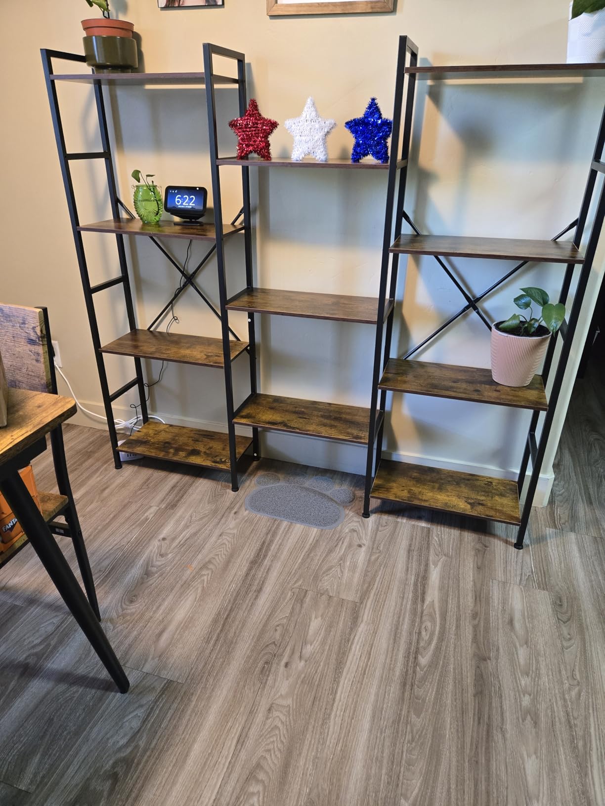 SUPERJARE Triple Bookshelf, Bookcase with 11 Open Display Shelves, Wide Book Shelf Book Case for Home & Office, 4 Tier, Brown customer photo 1