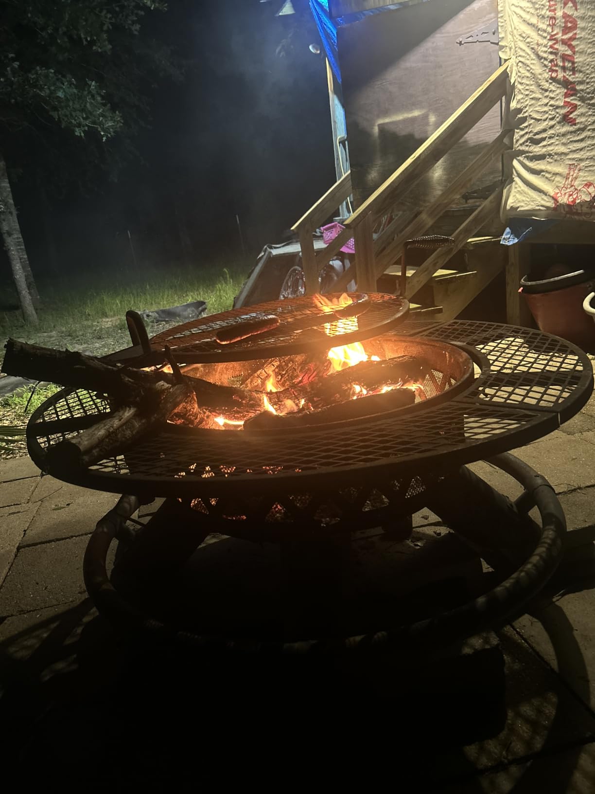 OutVue 36 Inch Fire Pit with 2 Grills, Wood Burning Fire Pits for Outside | Fire Pit with Lid, Poker & Round Waterproof Cover, BBQ& Outdoor Firepit & Round Metal Table 3 in 1 for Patio, Picnic, Party customer photo 1
