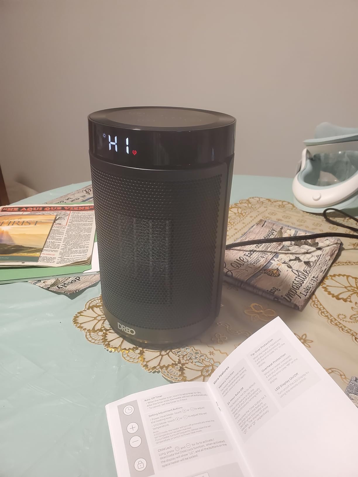 DREO Space Heater, Portable Electric Heaters for Indoor Use with Thermostat | 2026 Upgraded, 34dB Quiet, 12H Timer, 5 Mode, Remote, 1500W PTC Ceramic Fast Safety Heat for Office Bedroom Home, Gold customer photo 2