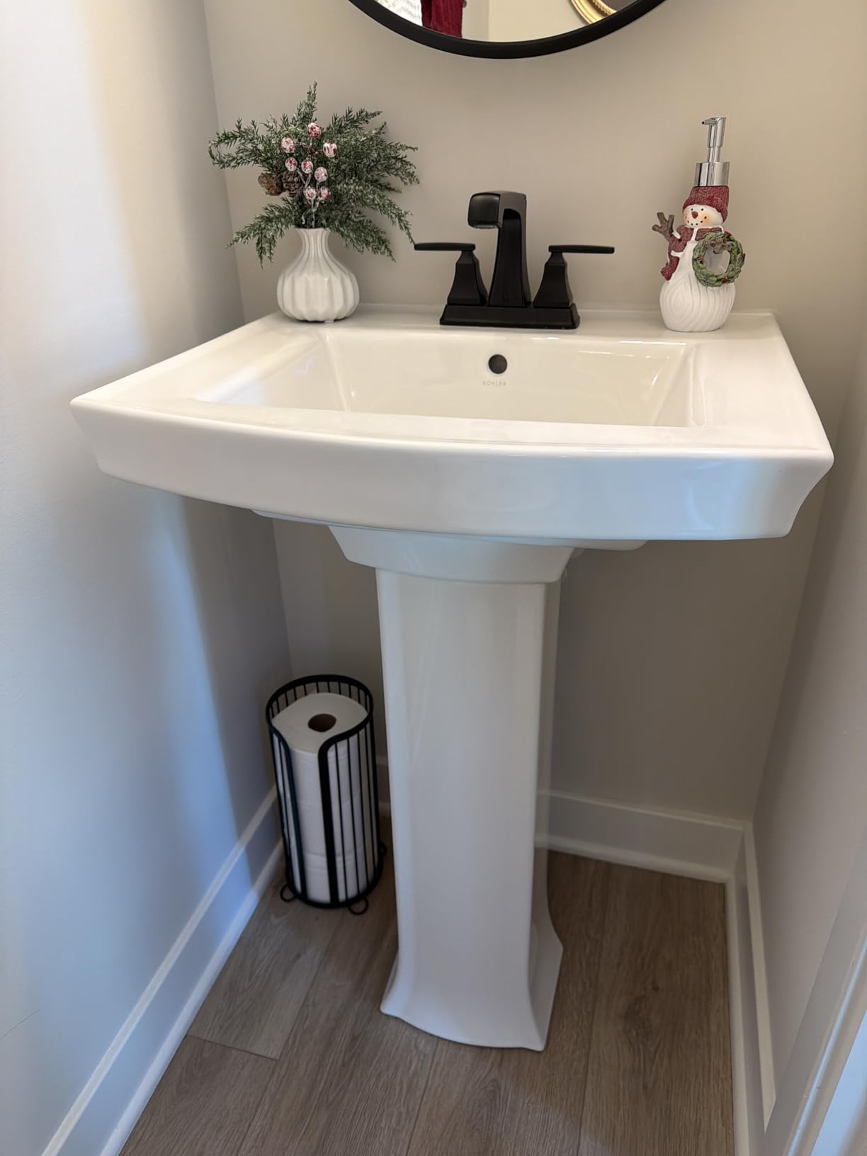 Bunoxea Toilet Paper Holder Stand, Freestanding Toilet Paper Storage, Black | Waterproof Raised Feet, Rustproof, Fit 3 Mega Rolls, No Drilling No Assemble, Minimalistic Storage, Space-saving Renter Friendly customer photo 1