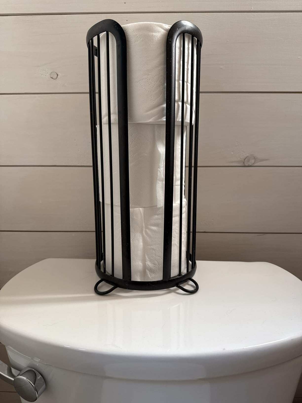 Bunoxea Toilet Paper Holder Stand, Freestanding Toilet Paper Storage, Black | Waterproof Raised Feet, Rustproof, Fit 3 Mega Rolls, No Drilling No Assemble, Minimalistic Storage, Space-saving Renter Friendly customer photo 2