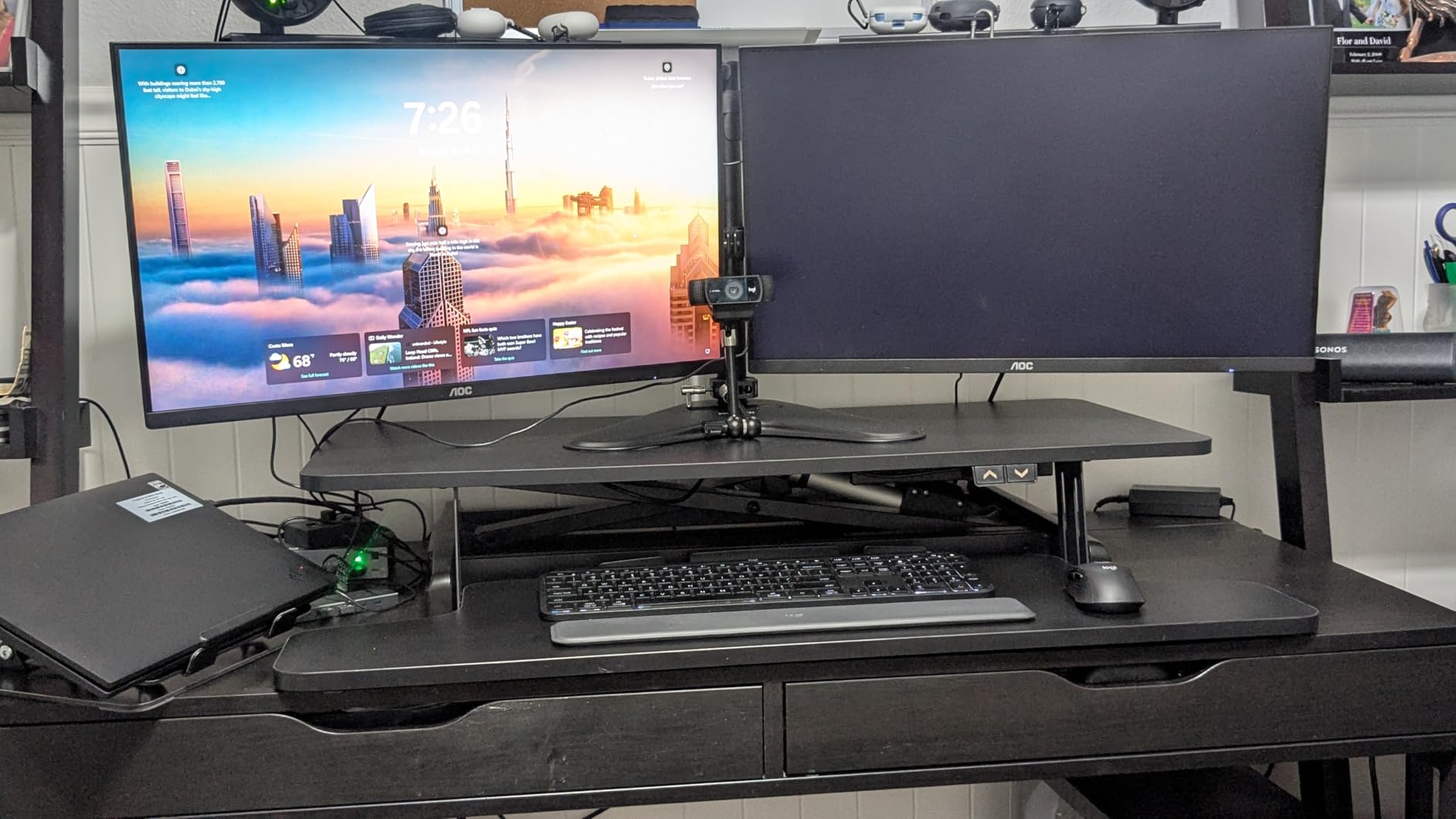VIVO Black 36 inch Electric Desk Converter, DESK-VE36B | Height Adjustable, Stand Up Desk Riser, Wide Keyboard Tray, Dual Monitor and Laptop Workstation customer photo 1