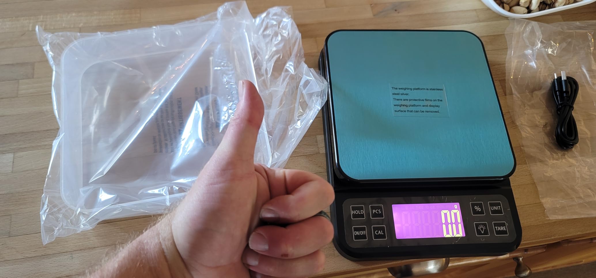 BOMATA Large Kitchen Scale 0.1g/0.001oz High Precision, 11lb Bakery Scale with % Percentage Function, USB Rechargeable, Stainless Steel Pan customer photo 2