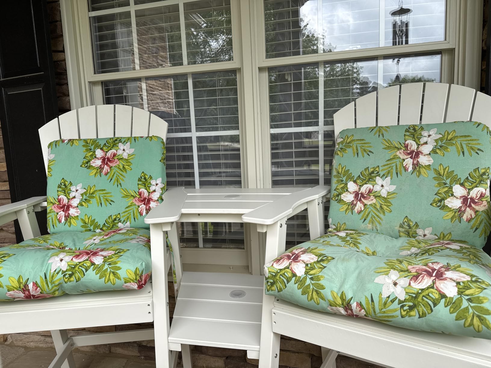 FOOWIN Tall Adirondack Chairs Set of 2 with Double Connecting Trays | All Weather HDPE Bar Height Adirondack Chair Heavy-Duty Adirondack Barstools for Balcony, Deck, Backyard, Patio Grey customer photo 2