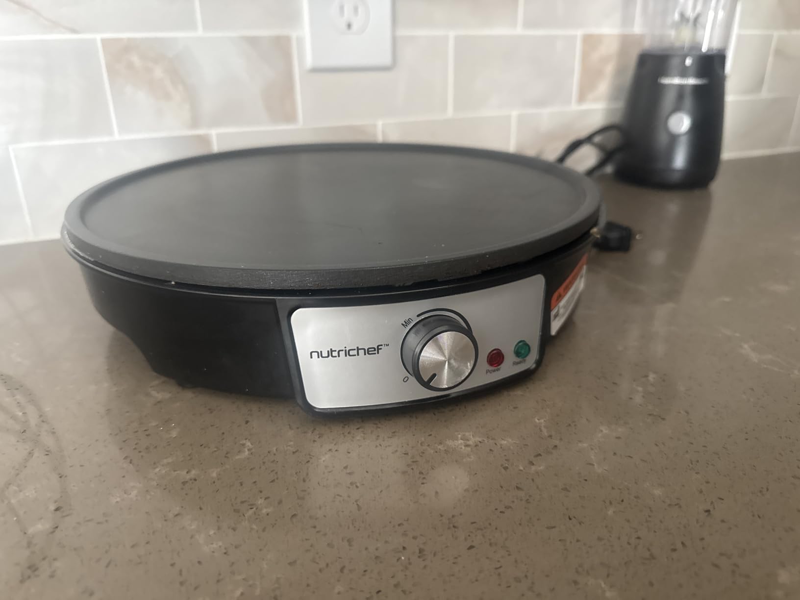 Nutrichef Electric Crepe Maker Pan & Griddle | 12 Inch Nonstick Cooktop | LED Indicators & Adjustable Temperature Control | Includes Spatula, Batter Spreader | Cooks Crepes, Roti & Pancakes customer photo 1