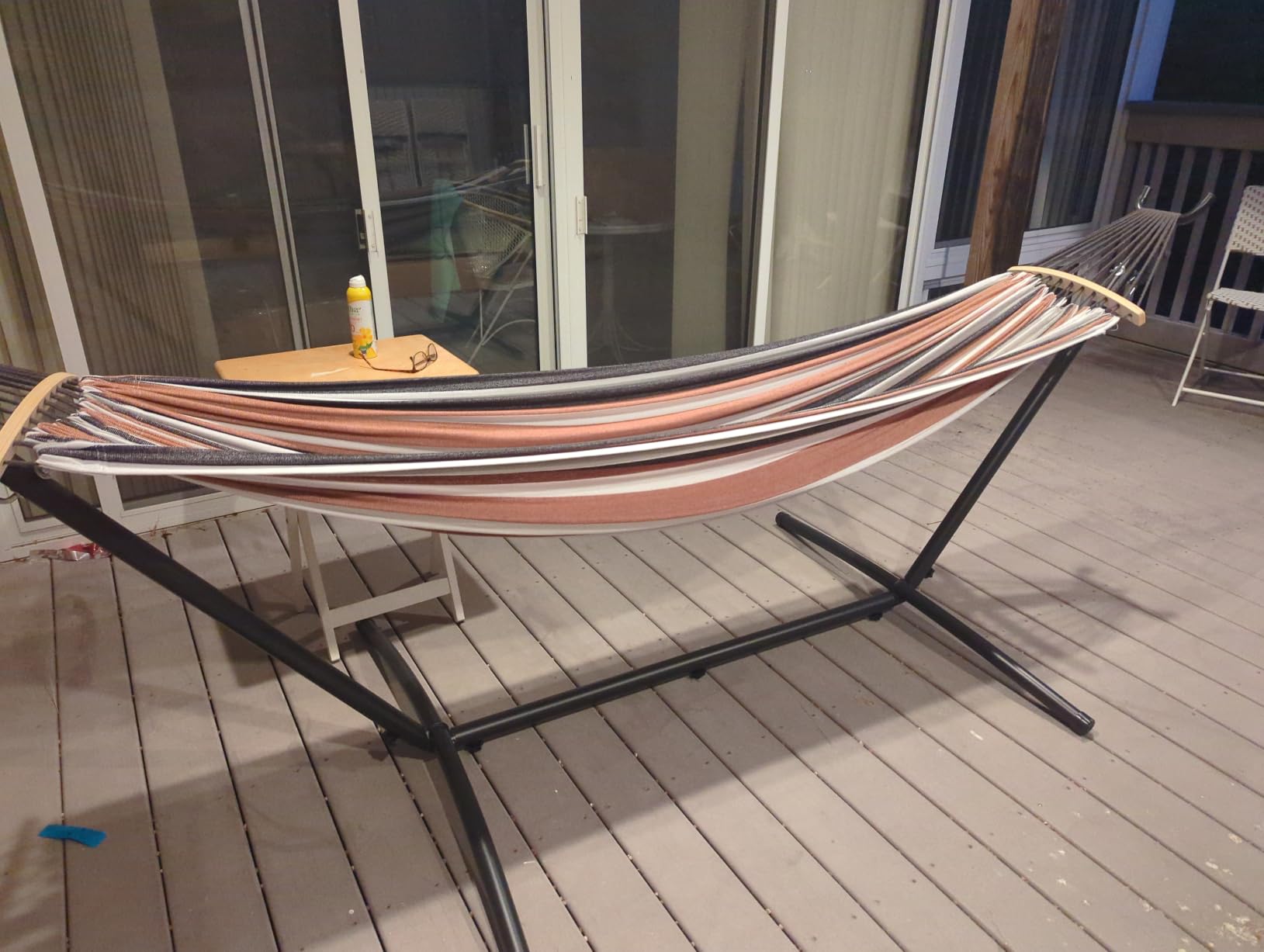 SZHLUX Hammock with Stand for Outside, Hamaca Con Base | 450lb Capacity Steel Stand, Premium Carry Bag Included and Two Anti Roll Balance Beam customer photo 2