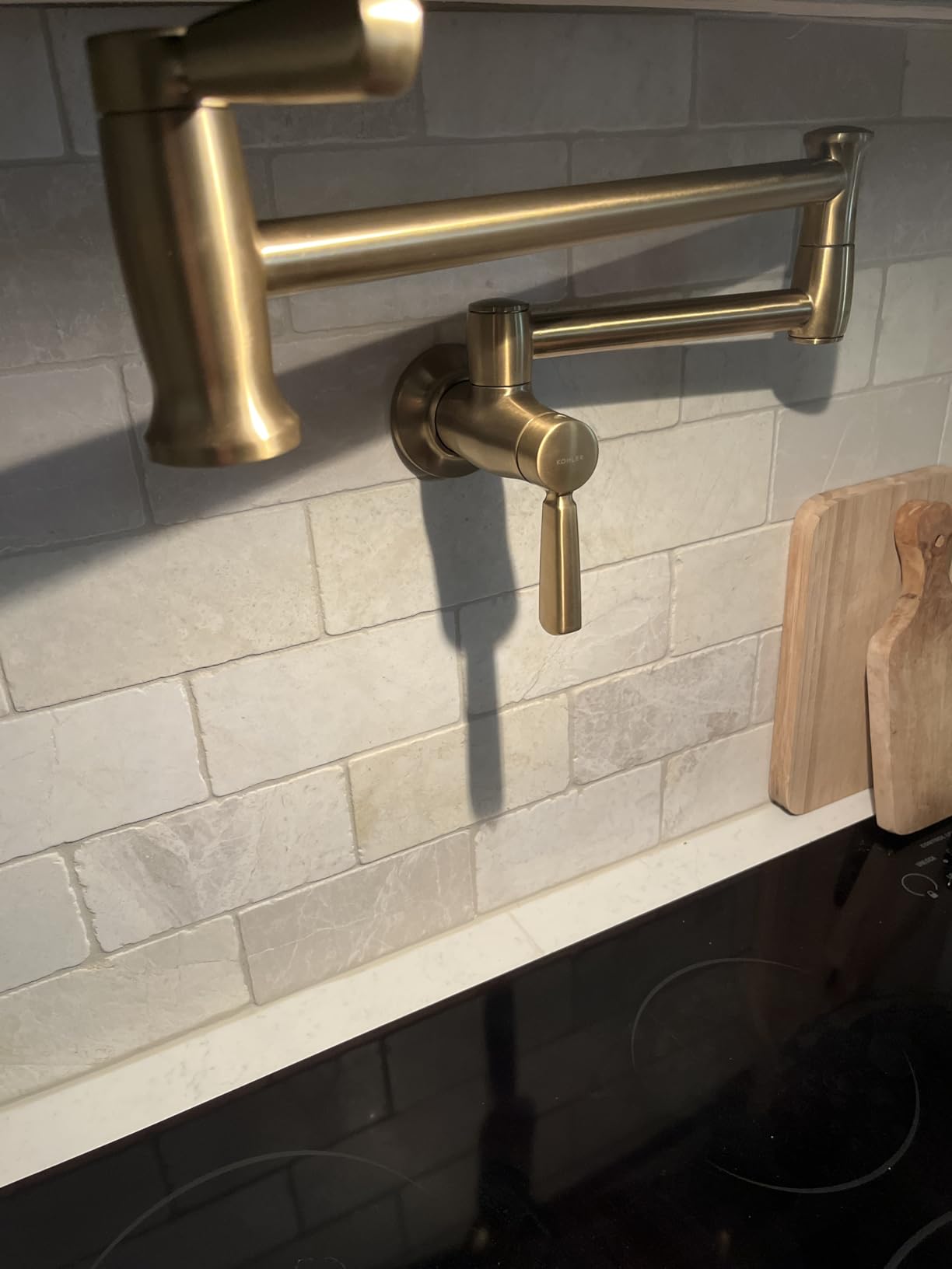 KOHLER 35744-2MB Traditional Style Wall-Mount Pot Filler Kitchen Faucets, Vibrant Brushed Moderne Brass customer photo 2