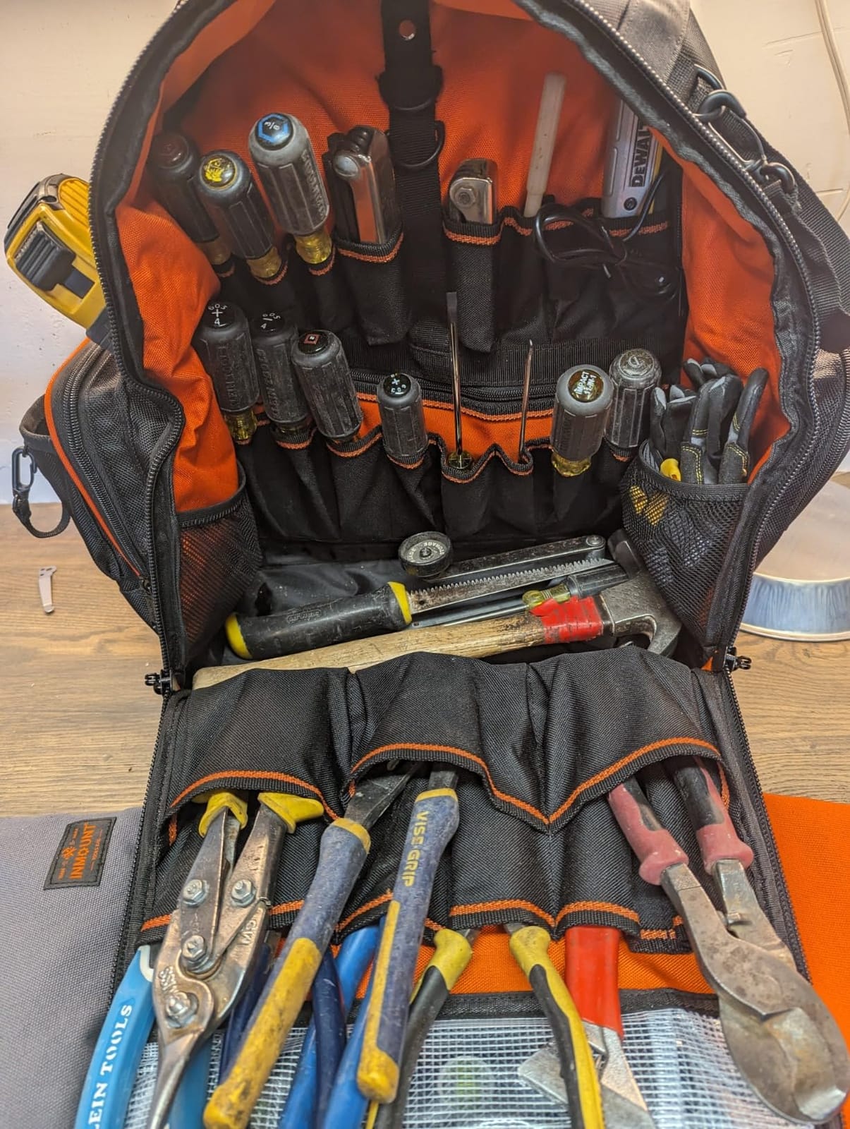 LOKASS Tool Backpack Heavy Duty, 18.5 in, 56 Pockets, Molded Bottom, Black, 1680D Water-Resistant, Laptop Compartment, Full Opening, Resettable Combination Lock, for Electricians and HVAC Pros customer photo 1