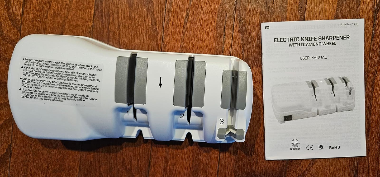 SHARPAL 198H Electric Knife Sharpener 3 Stage with Diamond Wheels | Suit for Double-Beveled Straight Edge Knives, Quick Razor-Sharp Results, Low Noise customer photo 2