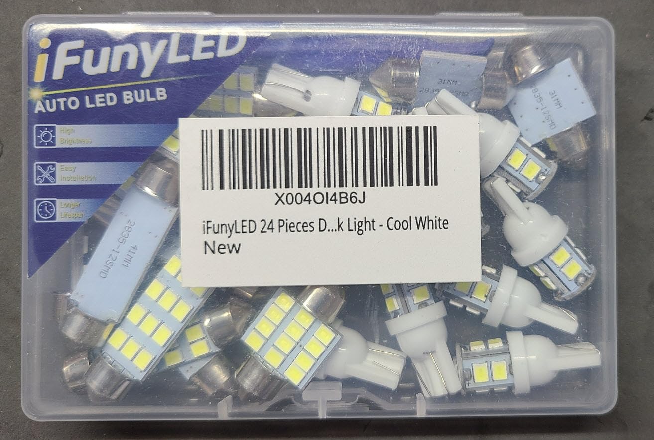 iFunyLED 24 Pieces Dome Light LED Car Interior Bulb Kit Set 194 T10 DE3175 578 31mm 42mm Bulbs Interior Replacement Lights for Car Map License Plate Door Side Marker Cornering Trunk Light - White customer photo 2