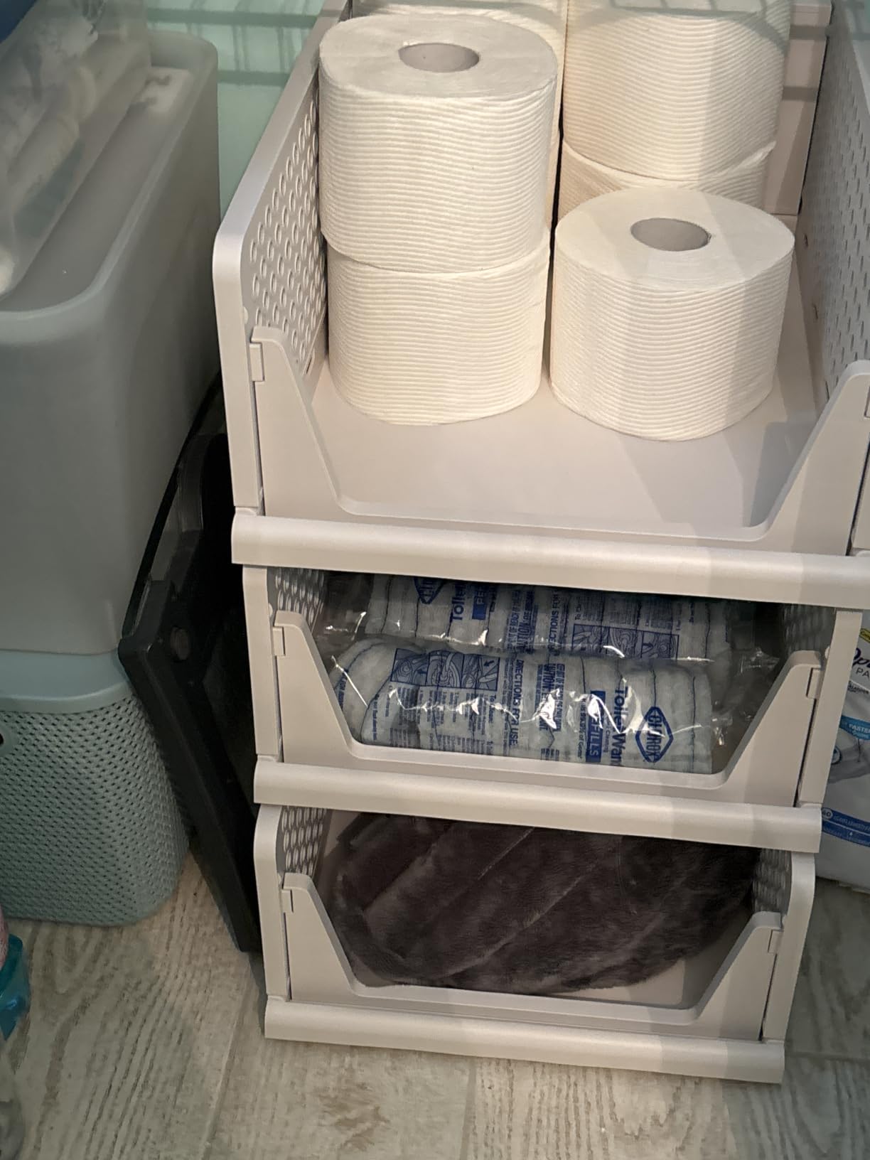 Upgraded Closet Organizers and Storage, Stackable Closet Organizer Basket | 5 Pack Foldable Closet Storage Bins for Bathroom Laundry Room Wardrobe Storage, Space-Saving Clothes Drawer Organizer customer photo 2