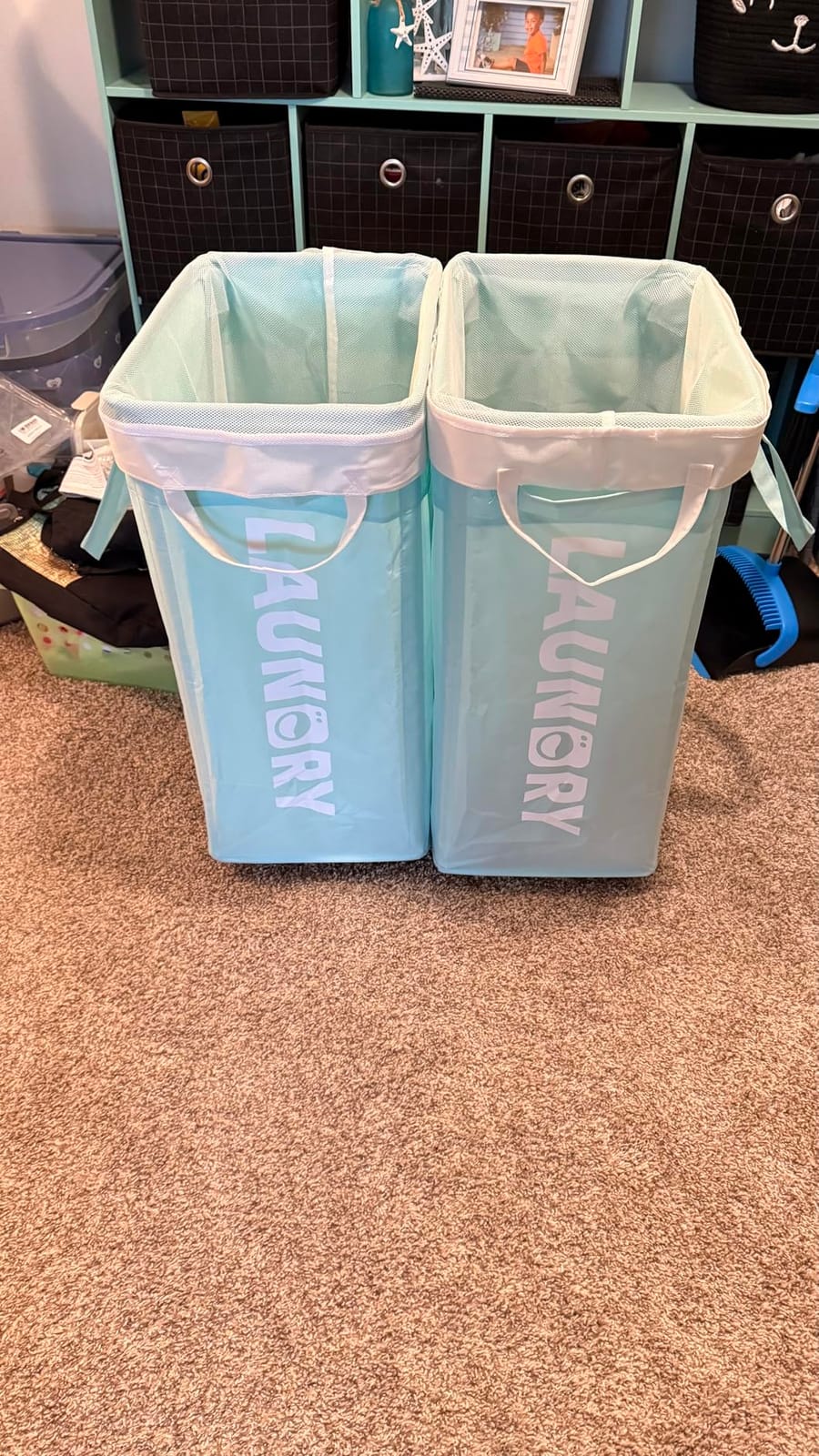 Goodpick 75L Laundry Basket with Wheels & Removable Wash Bag for Dorm | Rolling Laundry Basket with Handles for Dirty Clothes, Fodable Hamper for Laundry Room, Dorm Room Essentials, Grey customer photo 1