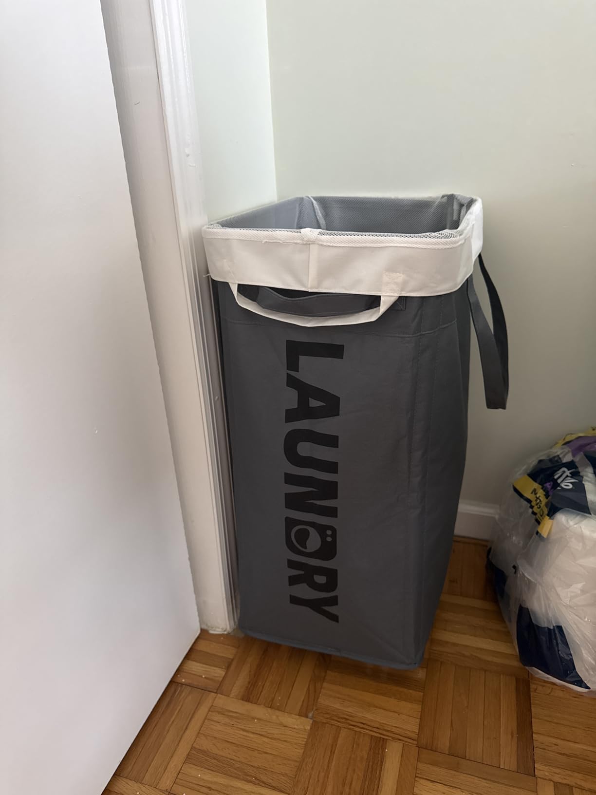 Goodpick 75L Laundry Basket with Wheels & Removable Wash Bag for Dorm | Rolling Laundry Basket with Handles for Dirty Clothes, Fodable Hamper for Laundry Room, Dorm Room Essentials, Grey customer photo 2
