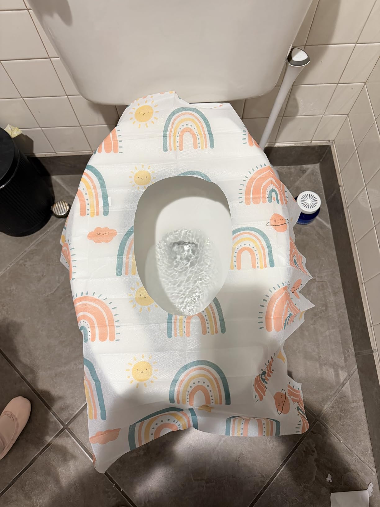 30 Pack Toilet Seat Covers Disposable, Large Waterproof Potty Covers for Toddlers, Kids, and Adults, Individually Wrapped for Travel customer photo 2