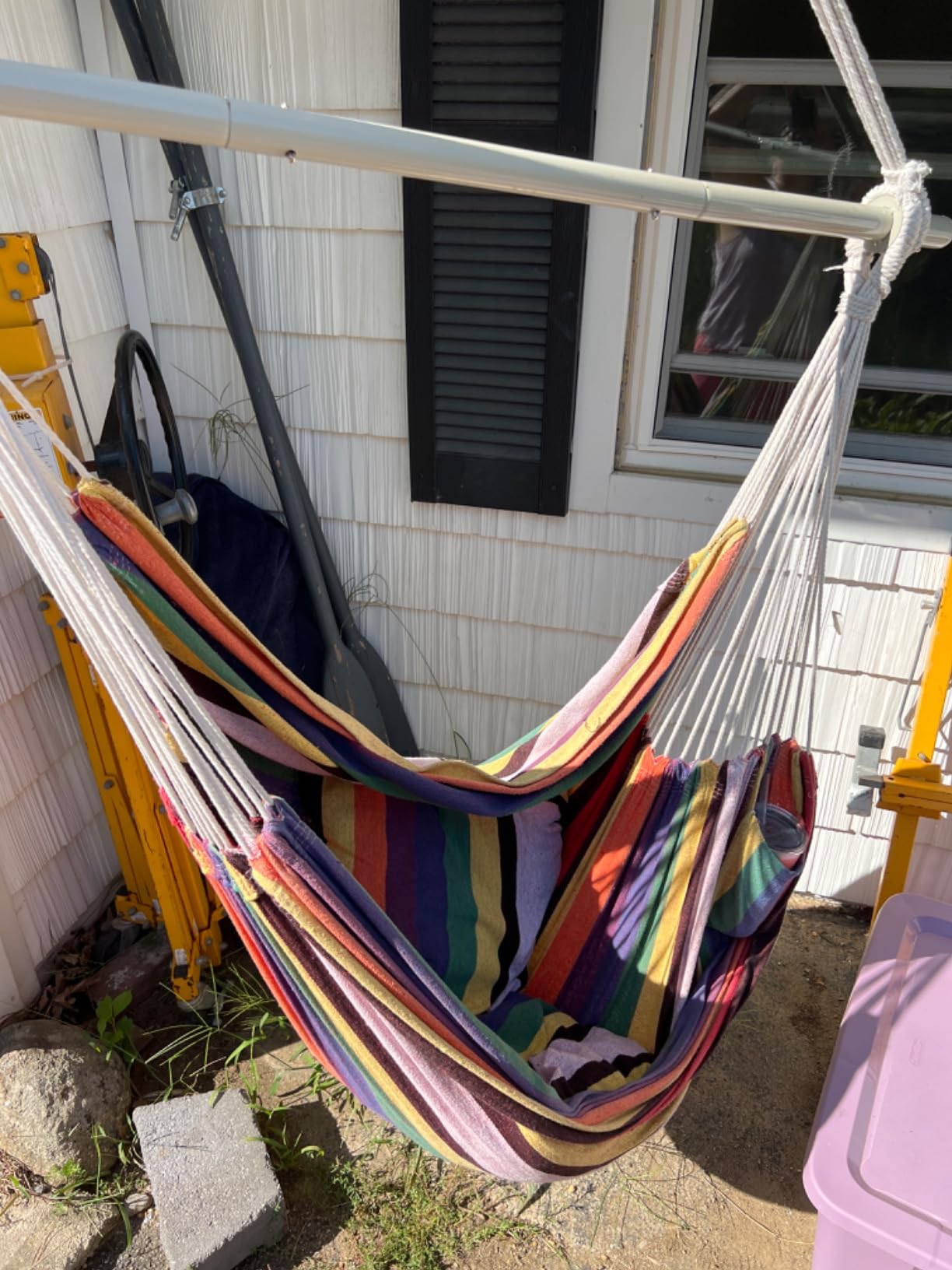 XXL Hammock Chair Hanging Rope Swing with 2 Cushions - Max 500lbs - Perfect for Patio, Porch, Bedroom, Backyard, Indoor or Outdoor - Includes Hanging Hardware Kits customer photo 2