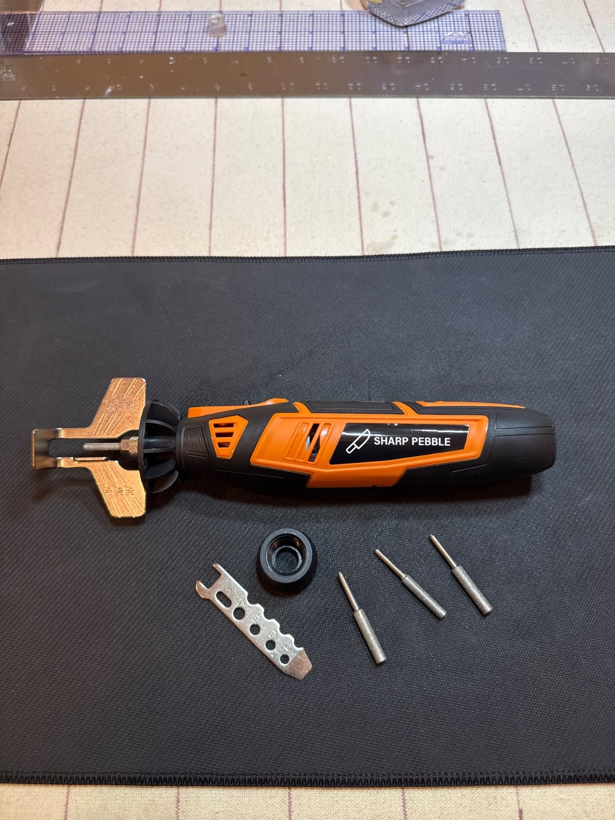 Sharp Pebble Electric Cordless Chainsaw Sharpener Kit - Chain Saw Tool | 4 File Size Sharpening Wheels, Angle Attachment, Wrench & eBook - Sharpen Chainsaw Chains Anywhere, Anytime customer photo 2