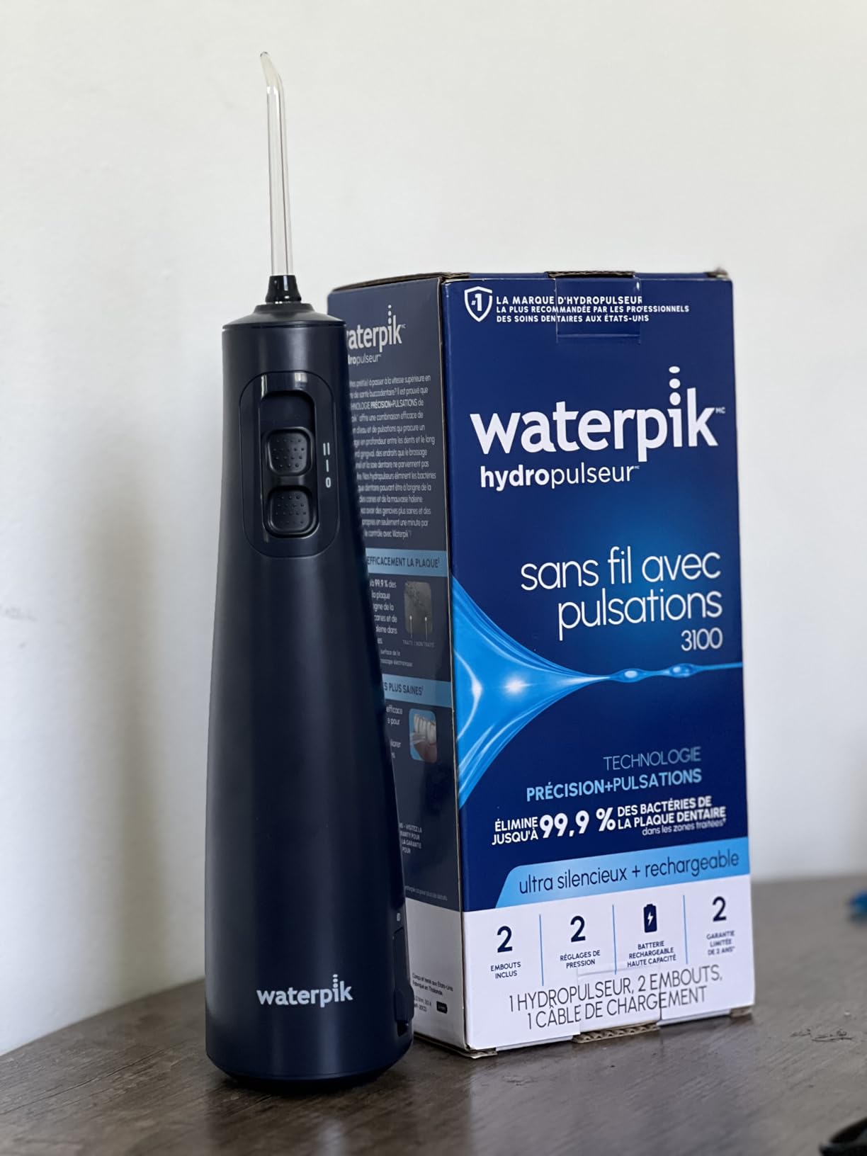 Cordless Pulse 3100 Portable Water Flosser, Rechargeable, White | 2 Settings, 1 Precision Tip & 1 Tongue Cleaner Tip for Fresh Breath, Travel, Shower Use, ADA Accepted, WF-20 Amazon Exclusive customer photo 2