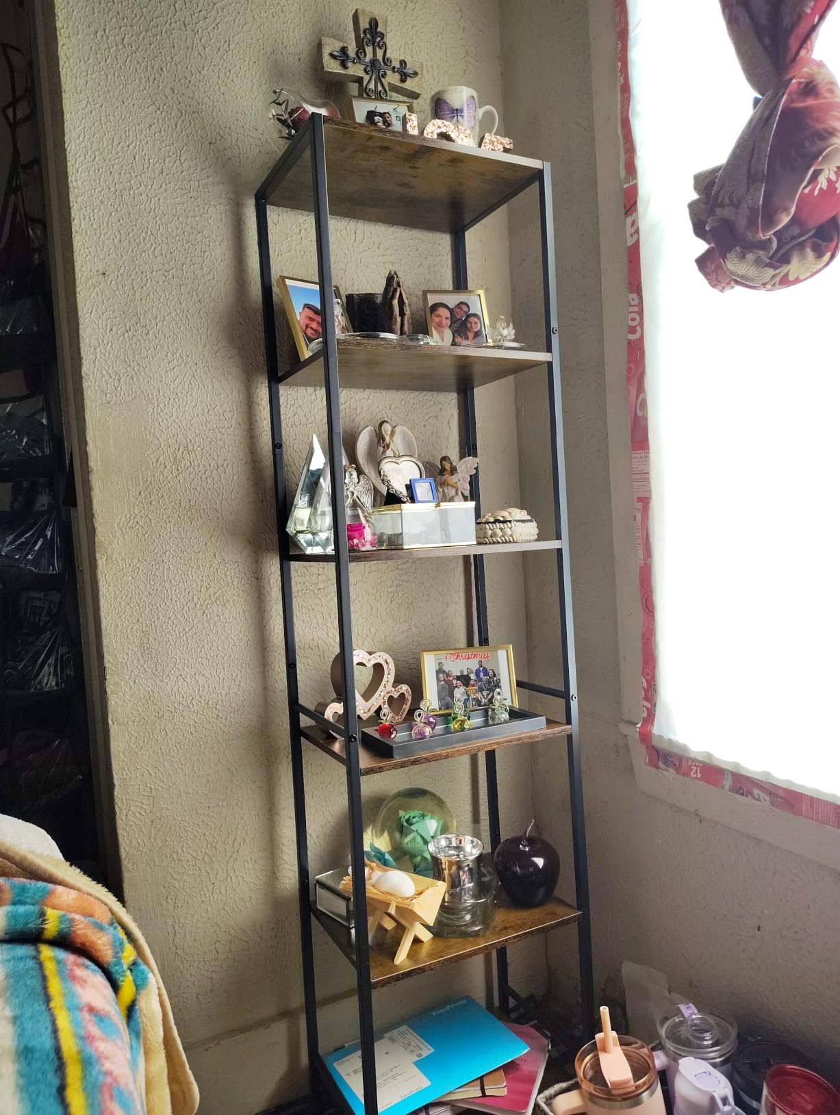 Furologee 6 Tier Bookshelf, Tall Narrow Bookcase, Rustic Brown | 59.6'' Tall Industrial Display Shelf, Freestanding Units for Bedroom, Living Room, Office, Bathroom, Holds 30lbs per tier customer photo 1