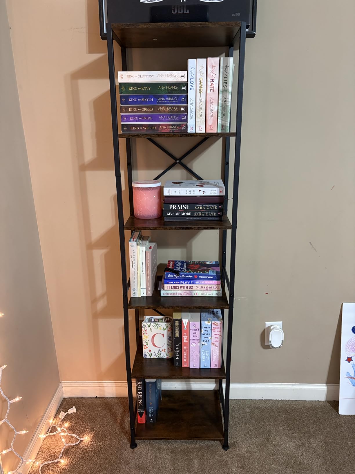 Furologee 6 Tier Bookshelf, Tall Narrow Bookcase, Rustic Brown | 59.6'' Tall Industrial Display Shelf, Freestanding Units for Bedroom, Living Room, Office, Bathroom, Holds 30lbs per tier customer photo 2