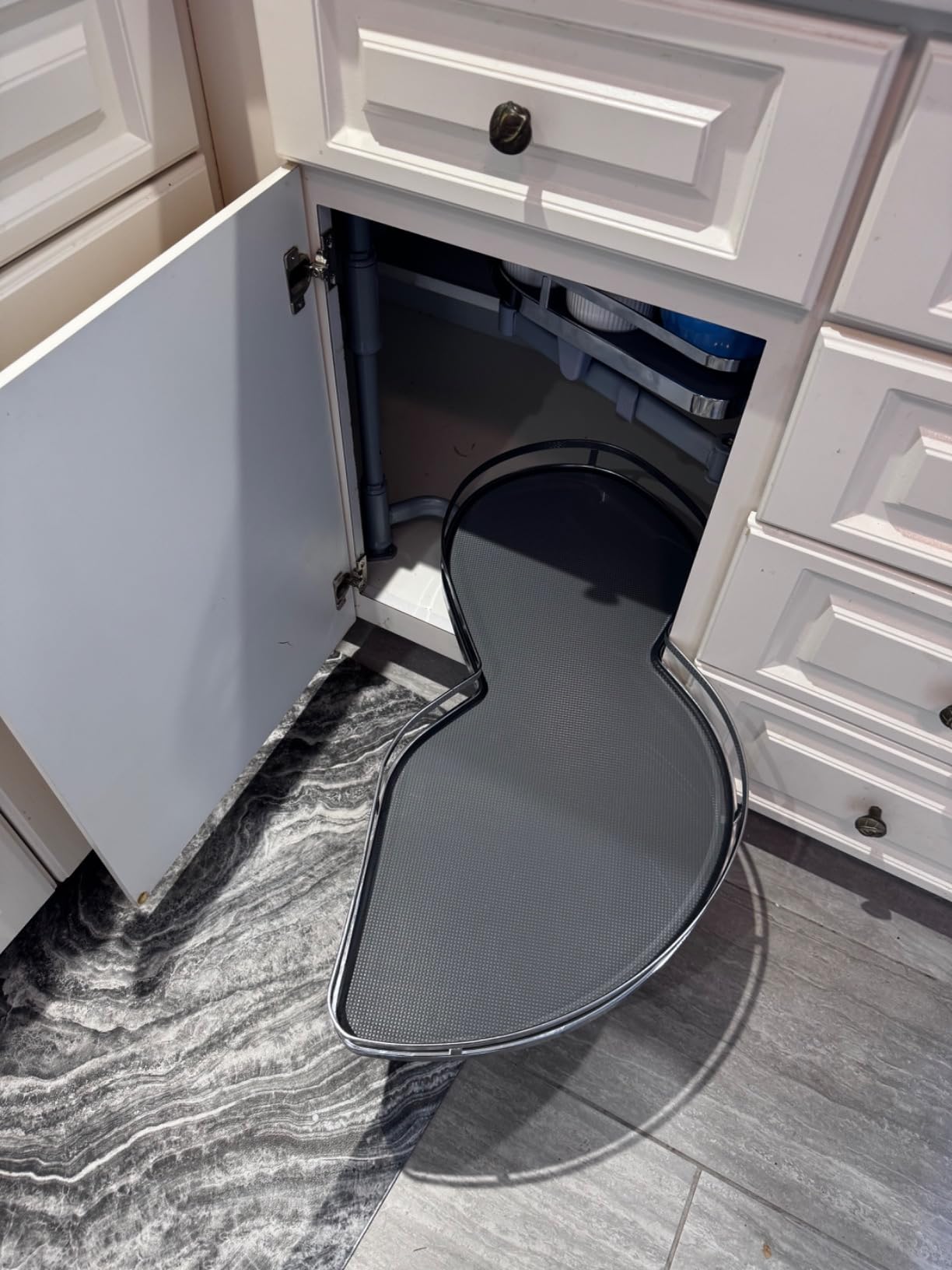 Blind Corner Cabinet Pull Out Organizer, Soft Close Swing Right Pull Out Cabinet Organizer 30inch, Corner Cabinet Lazy Susan for Blind Shelf, 2 Tiers Tray, Adjustable Height customer photo 2