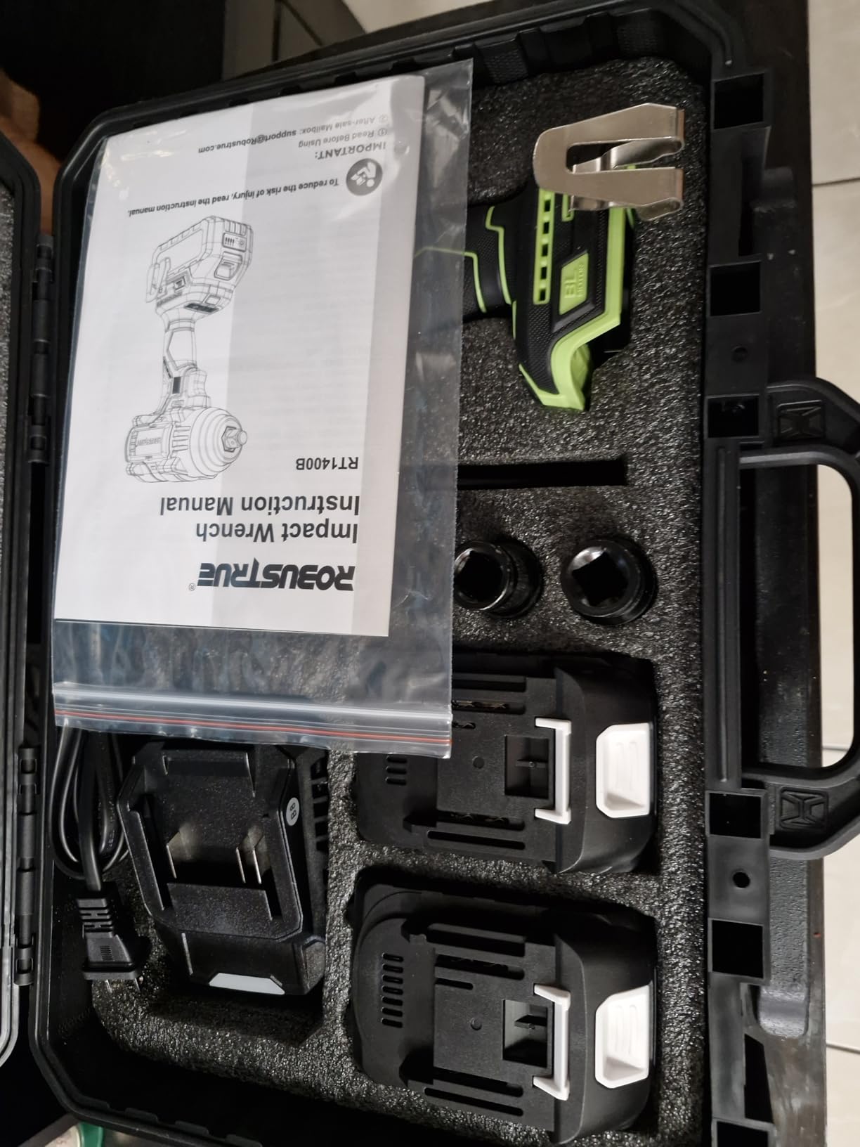 Robustrue 1600N.m (1180ft-lbs) Cordless Impact Wrench, 1/2 High Torque Brushless Impact Gun, 2400RPM Power, 2 x 4.0Ah Batteries, Fast Charger, Impact Wrench for Heavy Duty Truck RV Mower customer photo 2
