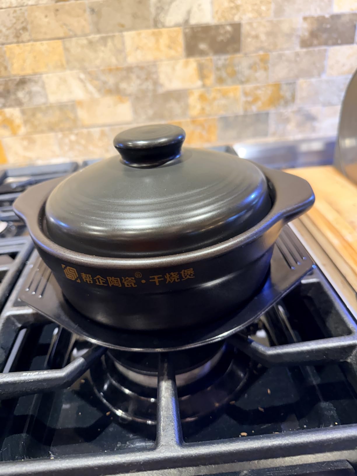 Korean Stone Pot, Ceramic Sizzling Hot Pot for Bibimbap Korean Stone Bowl with Lid and Trivet 40 oz Clay Pot for Cooking, Korean Cooking Pot, 1200ml, Black customer photo 1