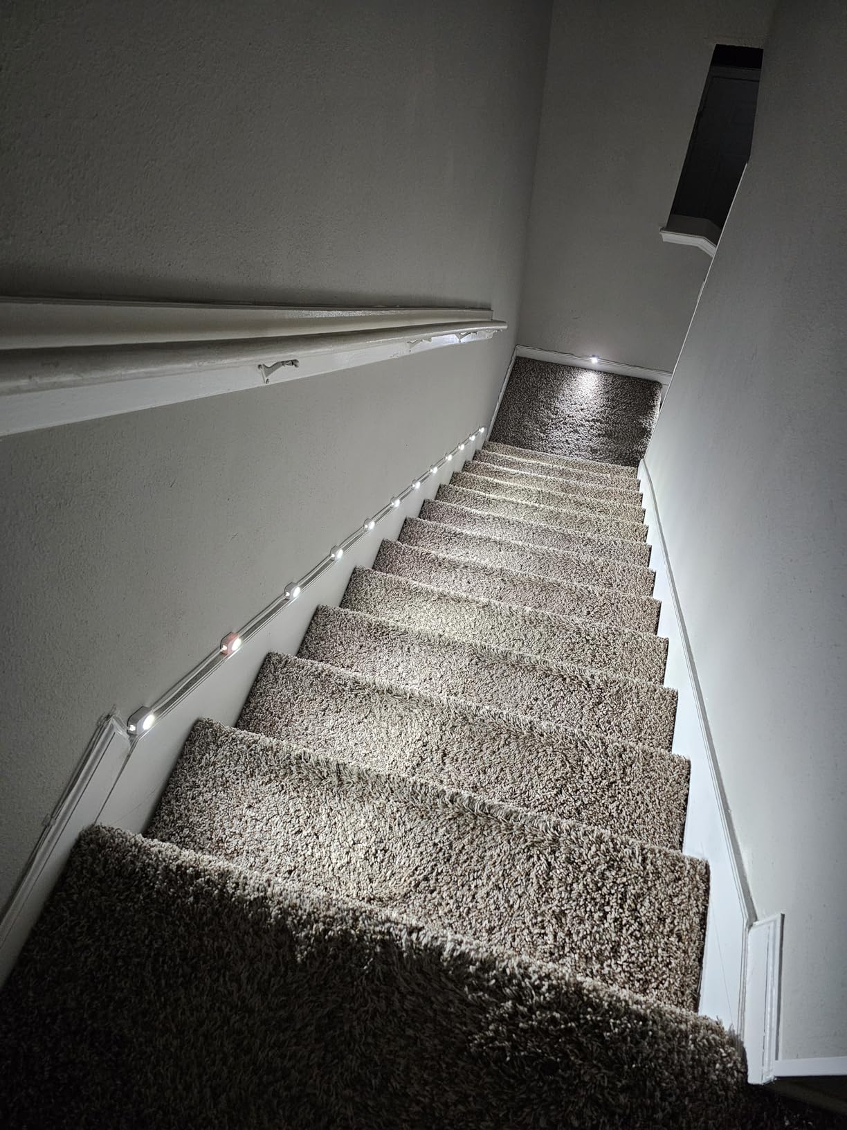 Plug-in Dual Motion Sensor Stair Lights Indoor, Stairway Hallway Light with Cascading Effect, Dimmable, 3000K-6000K (12 Stairs) customer photo 2