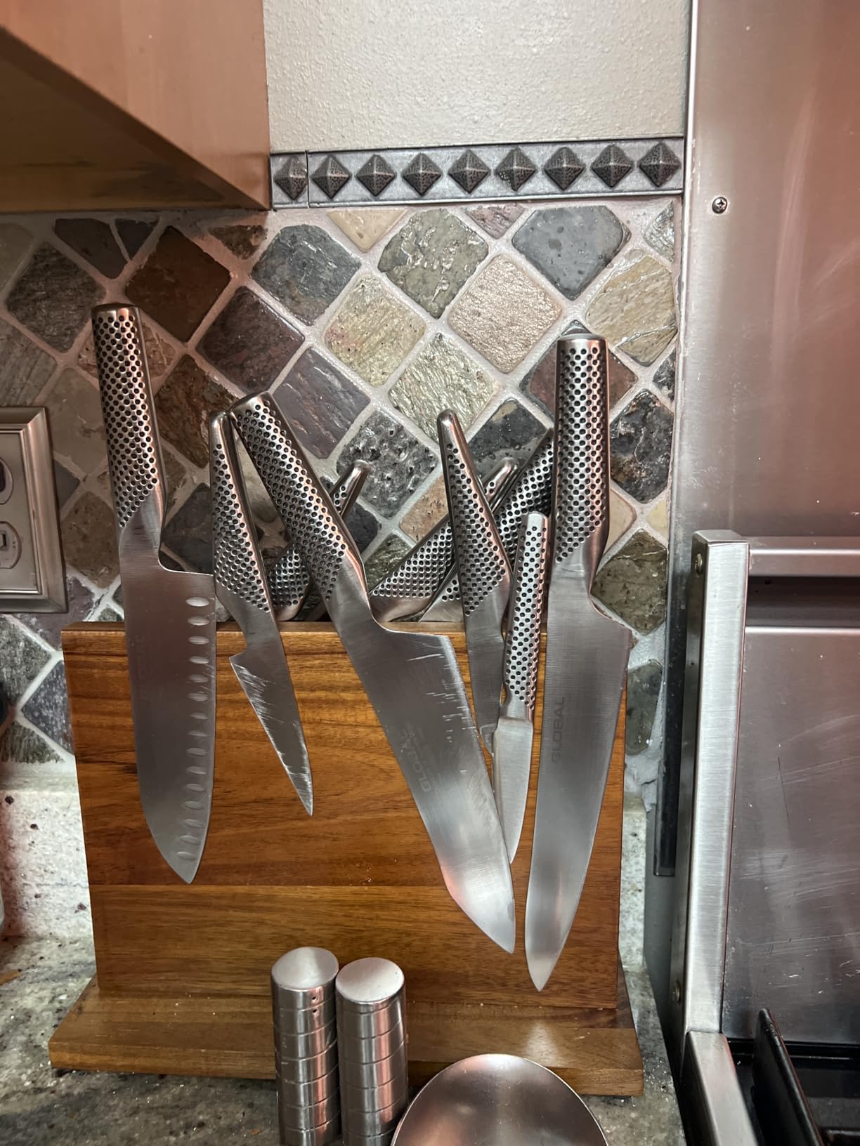Magnetic Knife Block Double Sided Magnetic Knife Holder Rack with Strong Enhanced Magnets Acacia Wood Magnetic Knife Storage Stand customer photo 1