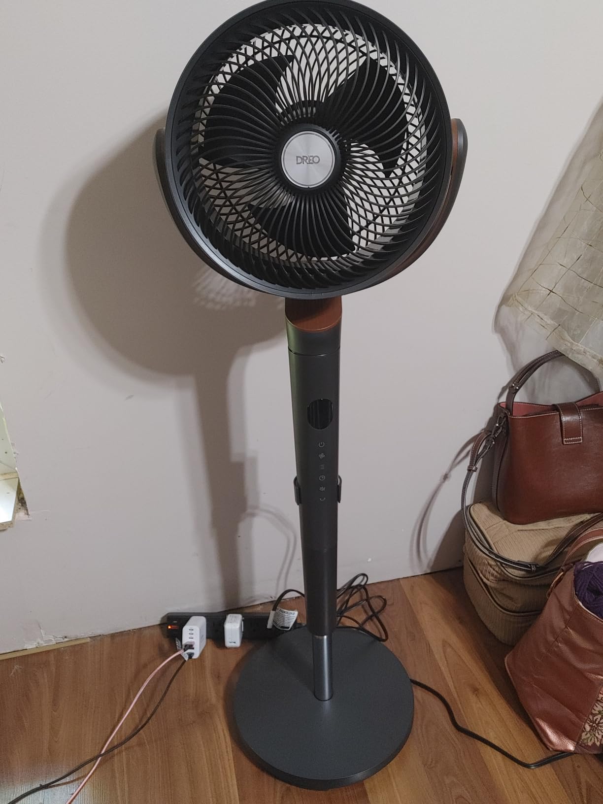 DREO Fan for Bedroom, 120° Oscillating Standing Fans, Quiet Floor Fan with DC Motor, 100ft Pedestal Fans for Room, 9 Speeds, 4 modes, 120° Manual Vertical, 37-42