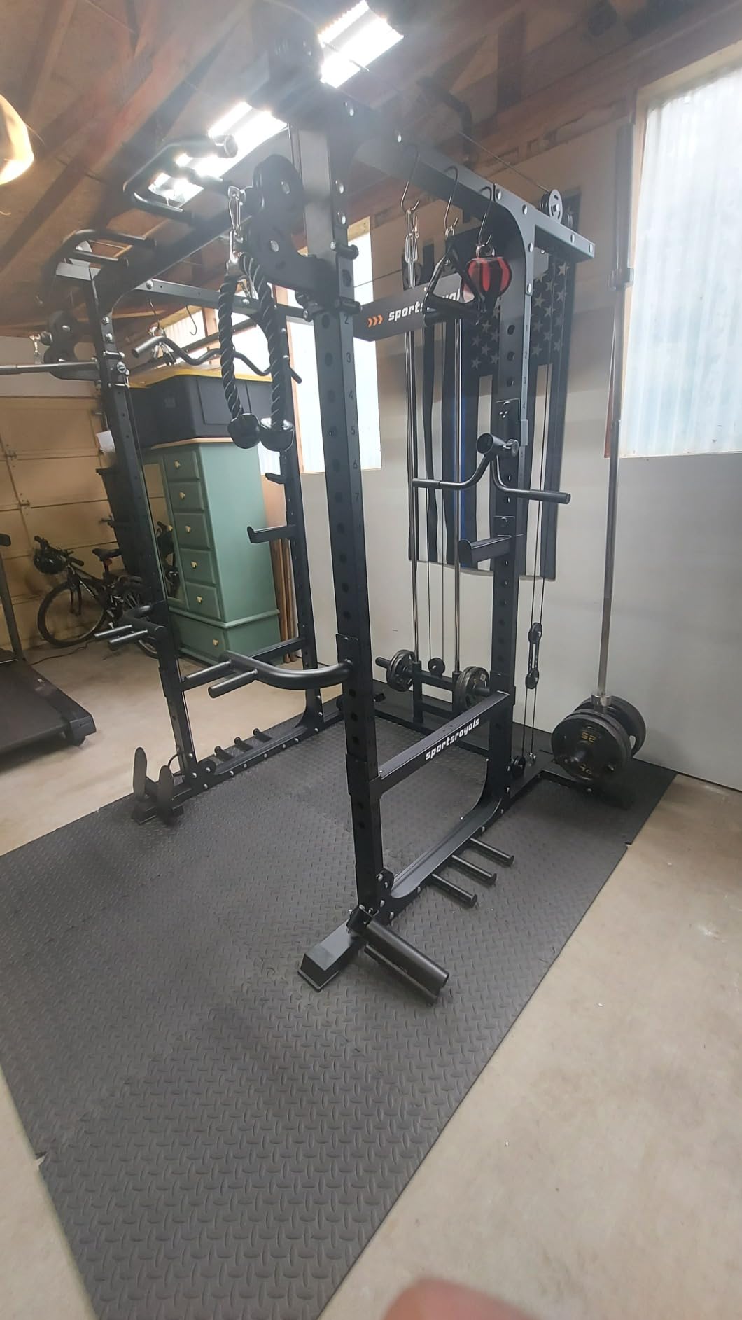 SPORTSROYALS Power Rack, Multi-Functional Power Cage, Squat Rack with Pulley System & LAT Pull Down, Workout Cage with J Hooks for Home Gym customer photo 1