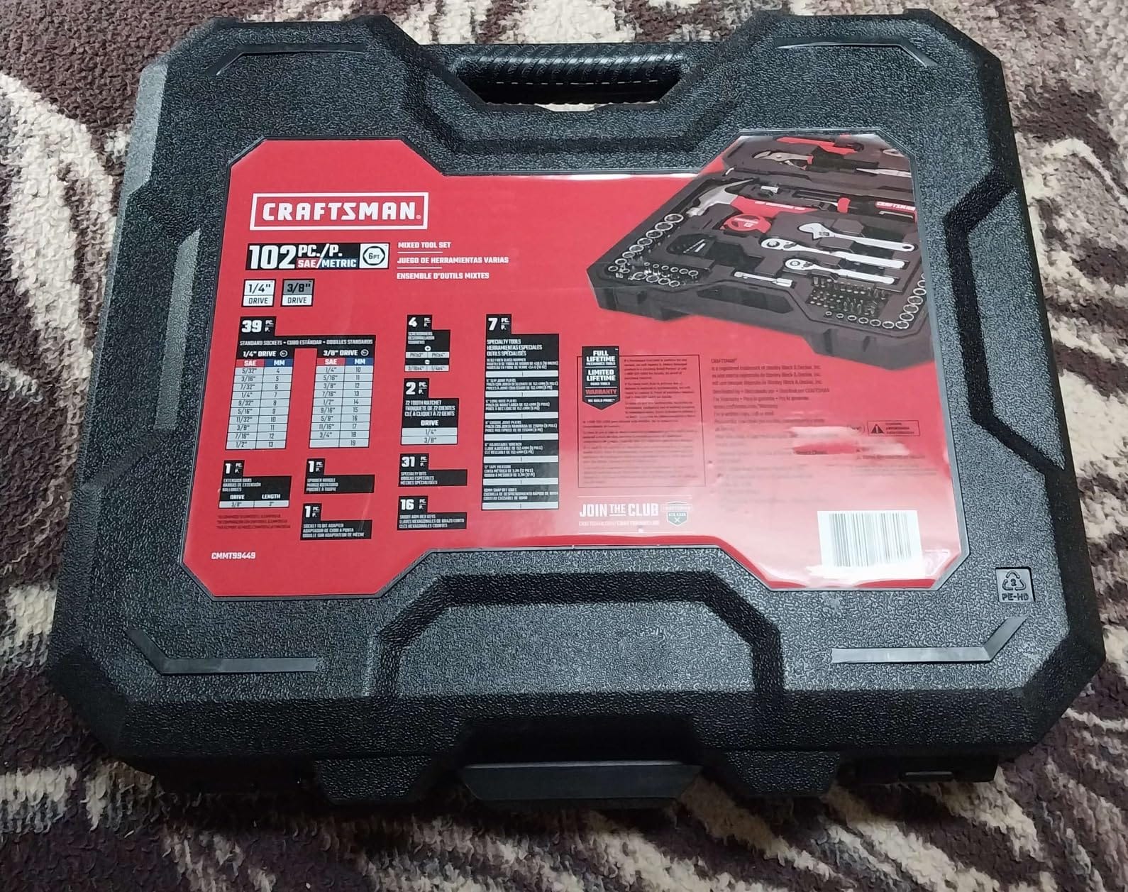 CRAFTSMAN 102-Piece Tool Kit for Home and Car, Durable Hand Tools Set with SAE and Metric Socket Set, Screwdrivers, Wrench, Hammer, Pliers, Knife, Hex Keys, Specialty Bits, Tape Measure (CMMT99449) customer photo 1
