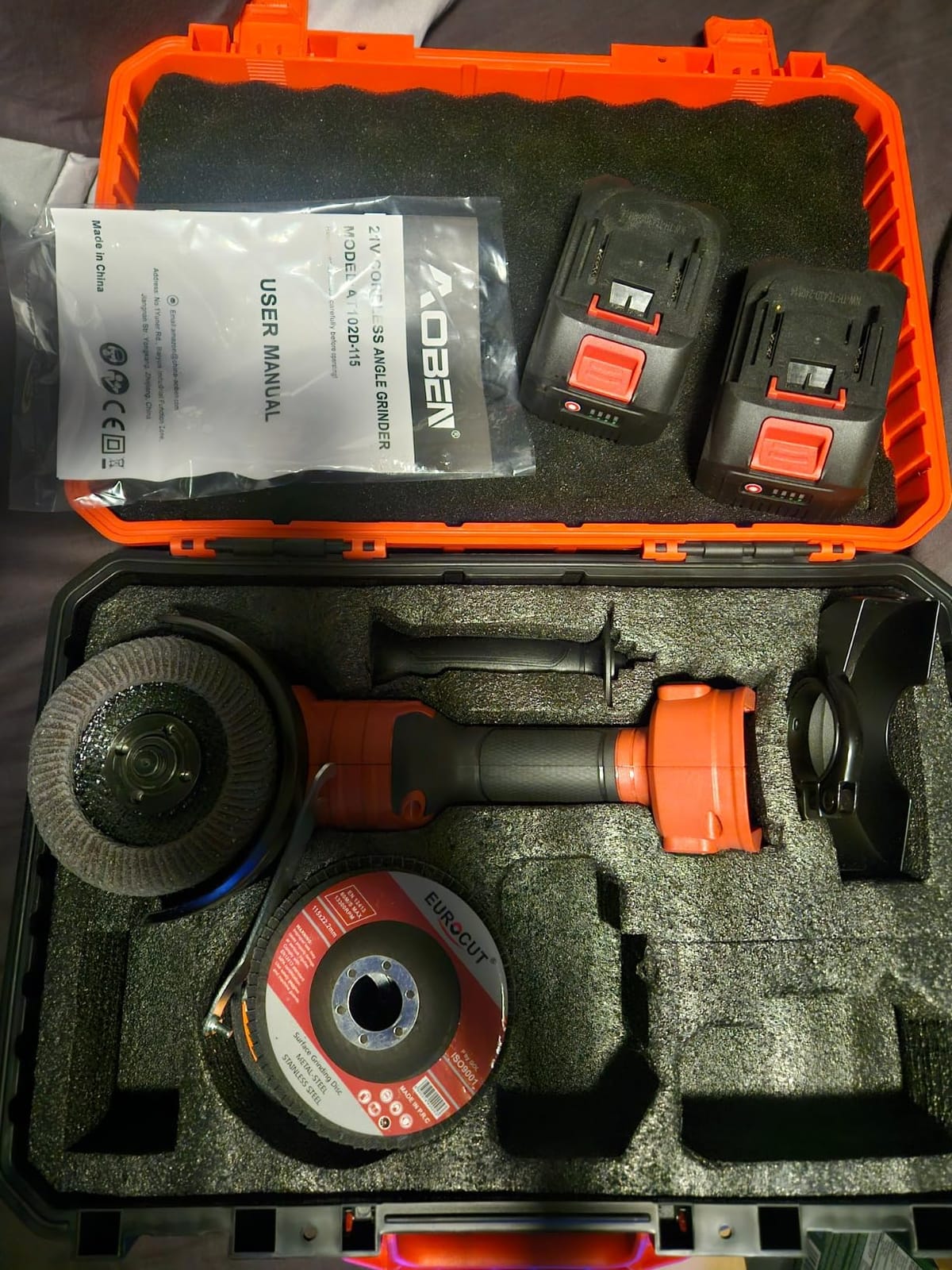 AOBEN Cordless Angle Grinder 4-1/2 inch, 21V Battery Grinder Kit, Power Electric Cut Off Tool, Brushless Motor, 2x4.0Ah Battery & Charger customer photo 2