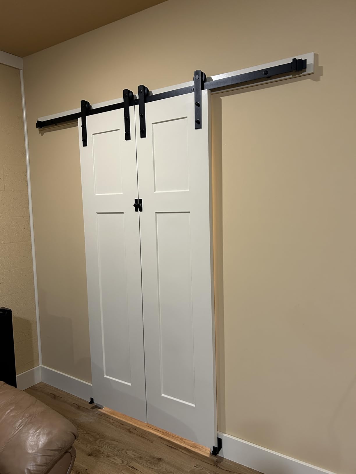 SMARTSTANDARD 8.2 FT Double Barn Door Hardware Kit, Fit 24