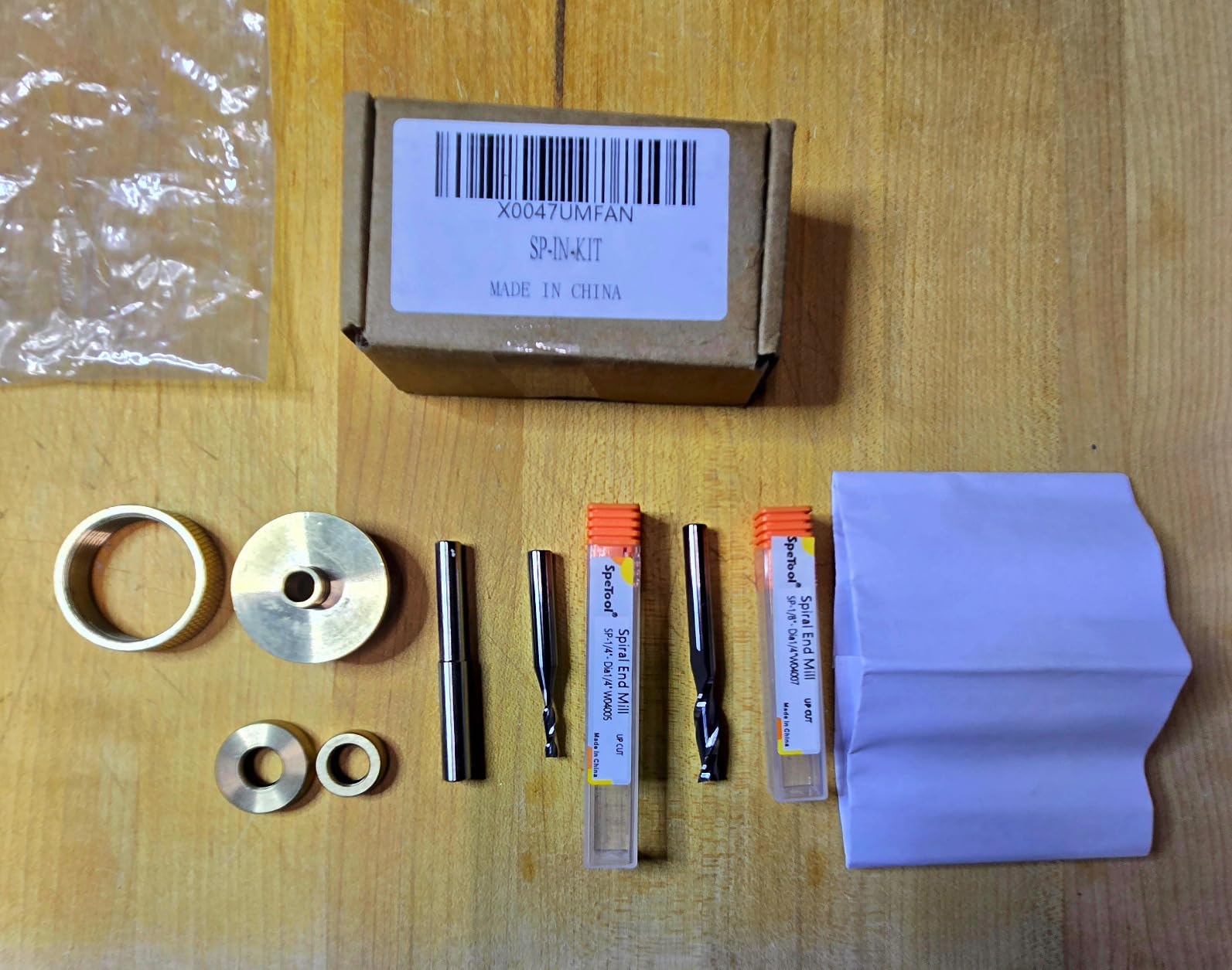 SpeTool Router Inlay Kit, Solid Brass Inlay Bushing Kit Includes 1/8 Inch and 1/4 Inch Cutting Diameter with 1/4 Shank Carbide Spiral Upcut Bit, Router Bushing Guide Set for Wood customer photo 2