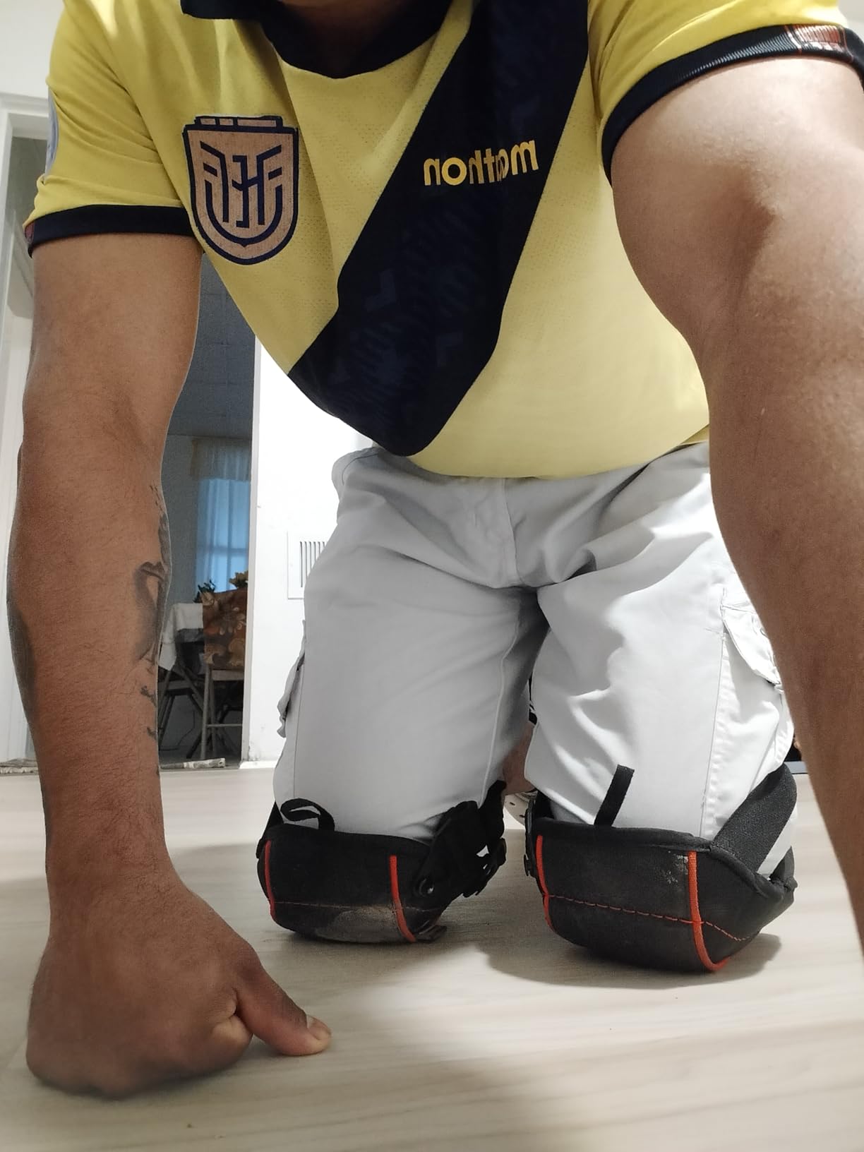 NoCry Flooring Knee Pads for Men with Extra-Wide Gel & Thick Foam Cushion - Floor-Safe Anti-Slip Leather Kneepads for Construction Work with Reinforced Adjustable Straps and Military-Grade Rivets customer photo 1