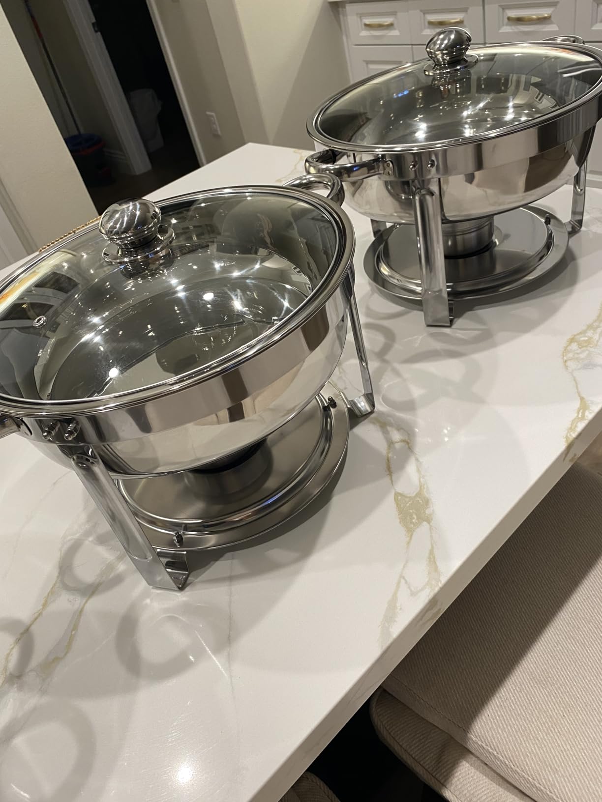 Rengue 6QT Chafing Dishes for Buffet, 4 Pack Stainless Steel Round Chafing Dish Buffet Set, Heating and Cooling Buffet Servers and Warmers, Food Warmers for Parties Buffet,Gatherings,Banquets,Weddings customer photo 2