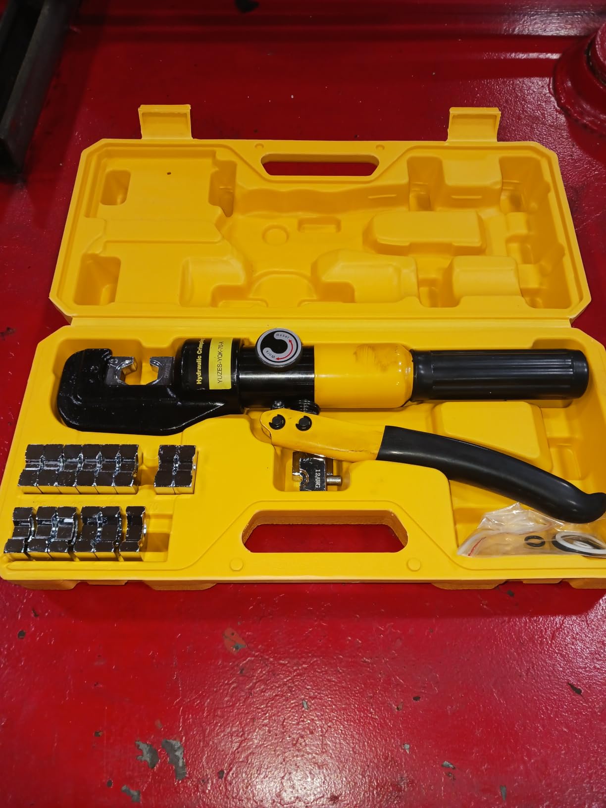 YUZES 10-Ton Hydraulic Crimping Tool with Cable Cutter, 12-2/0 AWG & 1/8
