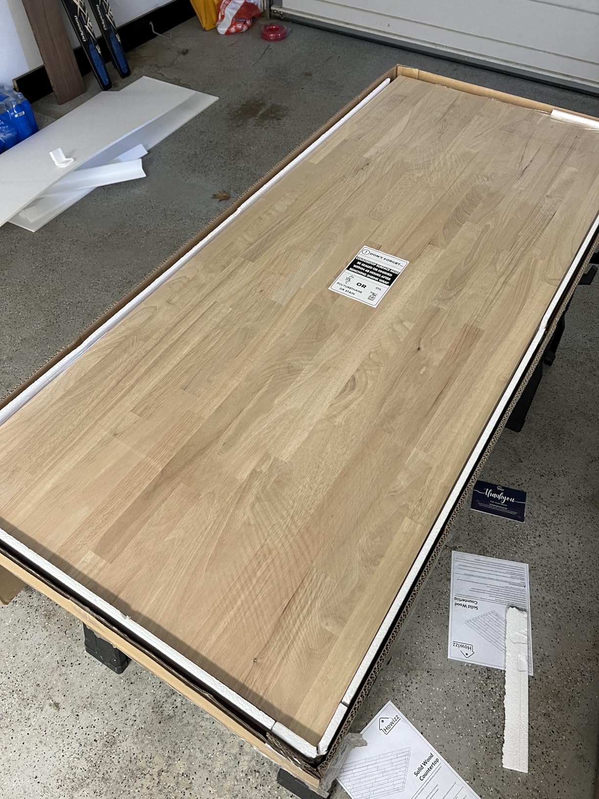 Howizz Butcher Block Countertop 8ft x 25 x 1.5 Inches, Unfinished Solid Hevea Wood Table Top, Wood Countertop for DIY Desk Top, Workbench Top, Kitchen Countertop customer photo 2