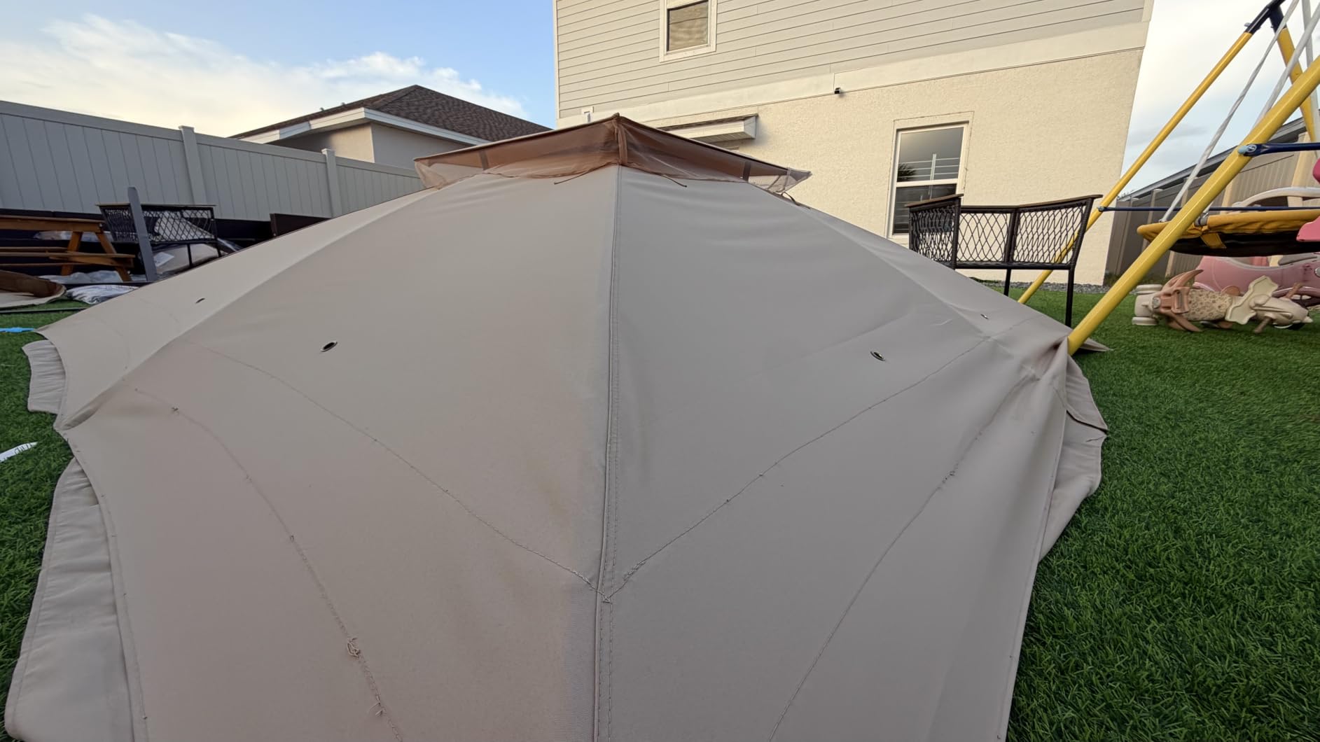 Covered Outdoor Patio Gazebo 11'x13' with LED Lights & Bluetooth Speaker, Heavy Duty Outdoor Canopy Shelter with Metal Frame, Double Roofs, Soft-top Gazebo with Netting and Curtains for Backyard customer photo 2