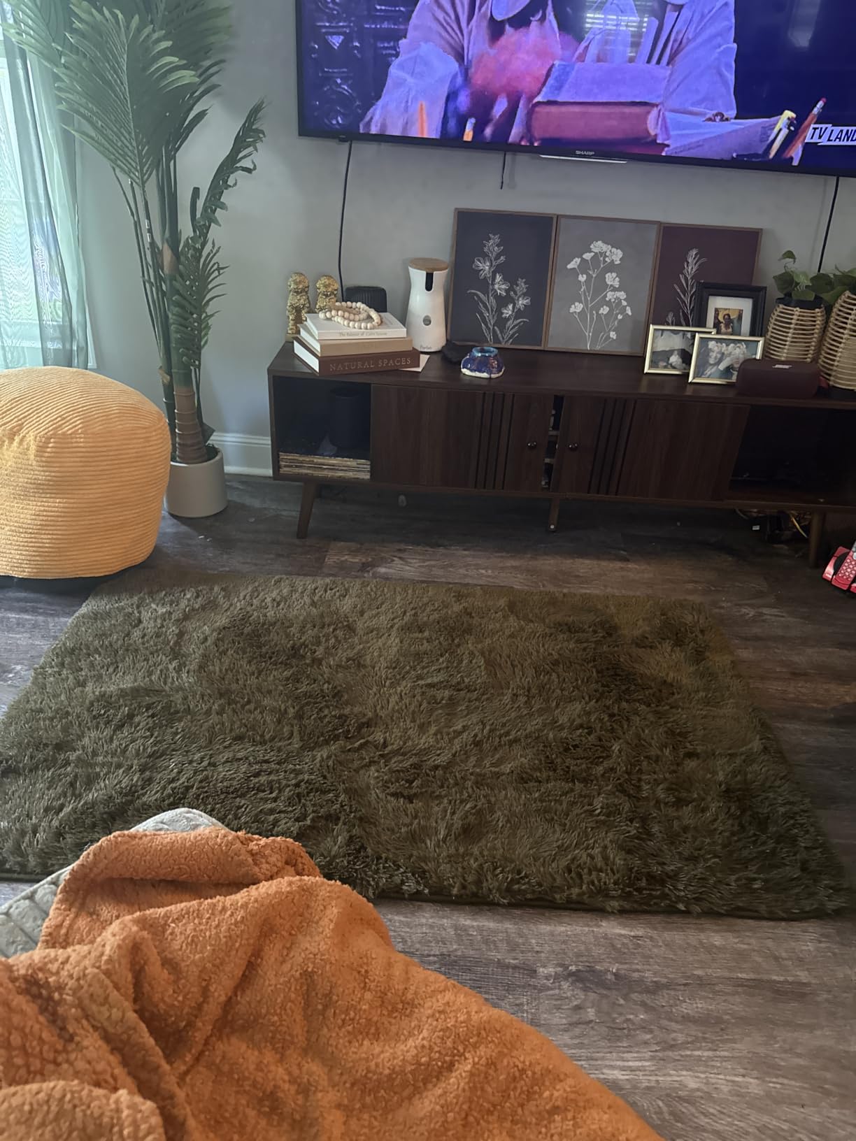 OLANLY Area Rugs for Living Room Bedroom, Machine Washable 4x5.9 ft Soft Fluffy Shaggy Bedside Rug, Indoor Floor Carpet for Kids Girls and Boys, Dorms, Nursery Rooms, Home Decor Aesthetic, Grey customer photo 2
