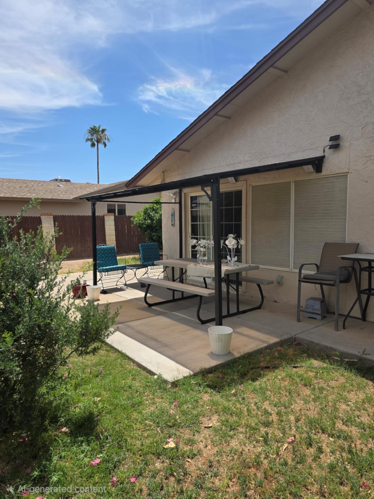 MEISSALIVVE 10' x 14' Pergola with Sloped Roof, Lean to Metal Gazebo for Outdoor Patio, Deck, Black customer photo 2