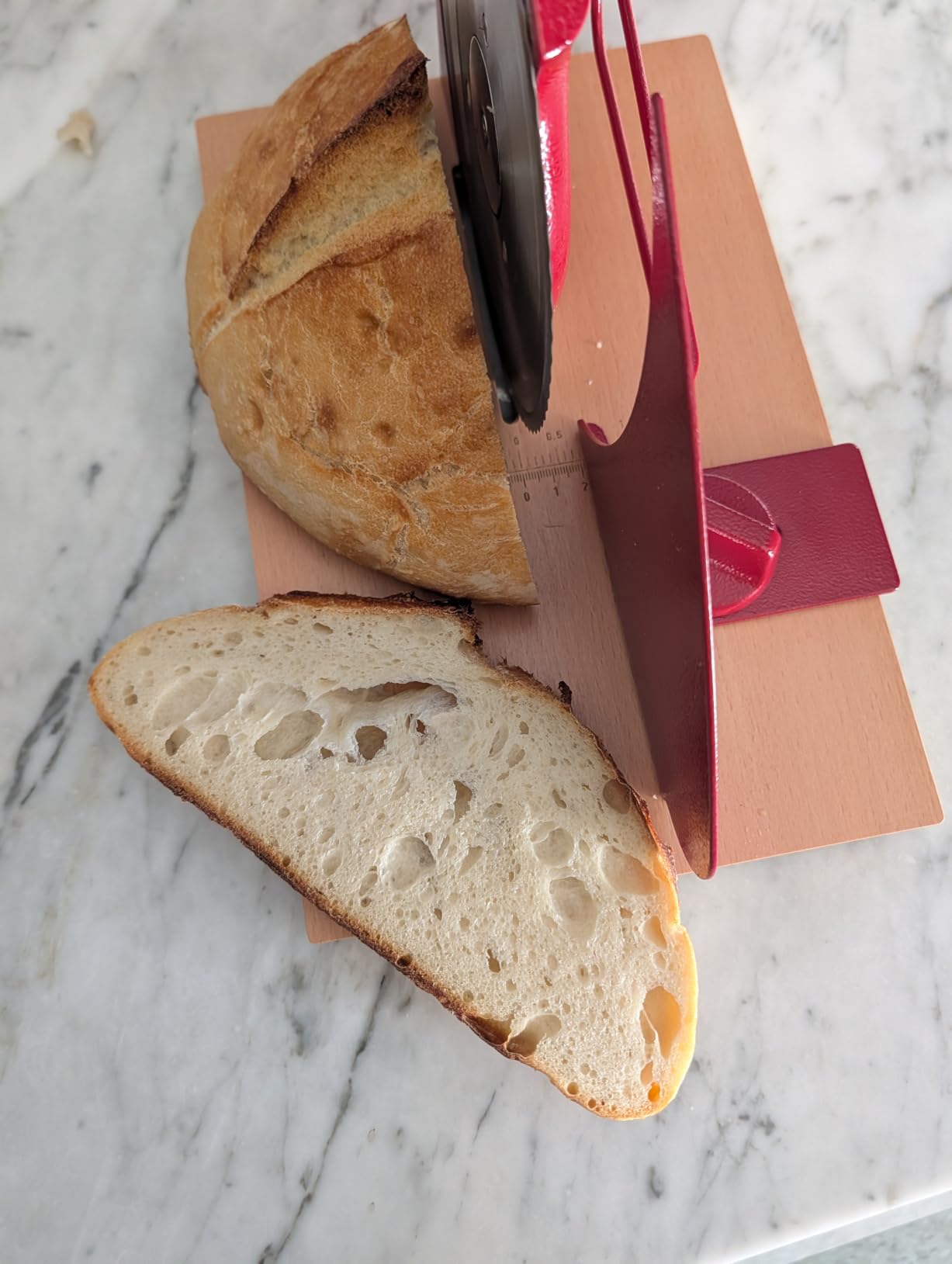 Brvclon Manual Bread Slicer Adjustable Thickness, Hand Crank Bread Slicer for Homemade Sourdough Bread with Scale Line & Suction Cup & Metal Guide,Quality Solid Wood Base customer photo 1