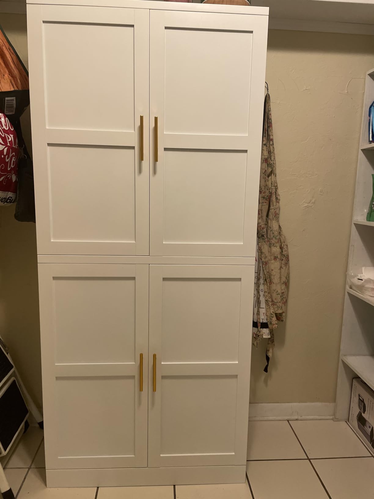 GAIOUS Metal Pantry Cabinet, Kitchen Pantry Storage Cabinets with 2 Door and 3 Adjustable Shelves, White Kitchen Pantry Cabinet, Freestanding Cupboard for Dining Room Living Room Bathroom customer photo 2